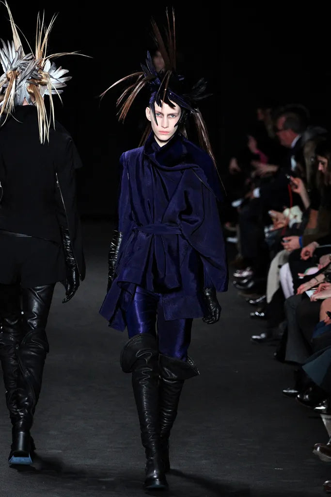 Ann Demeulemeester Fall 2012 Funnel Neck Black Coat 36