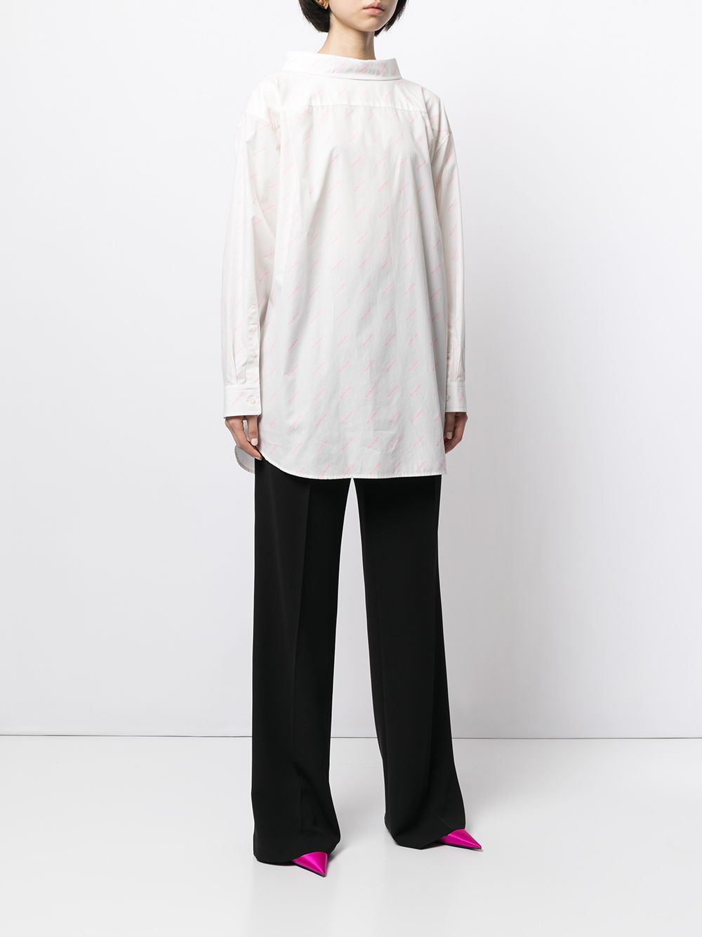 Balenciaga 2020 Demna Logo All-over Oversized Double-Back Shirt