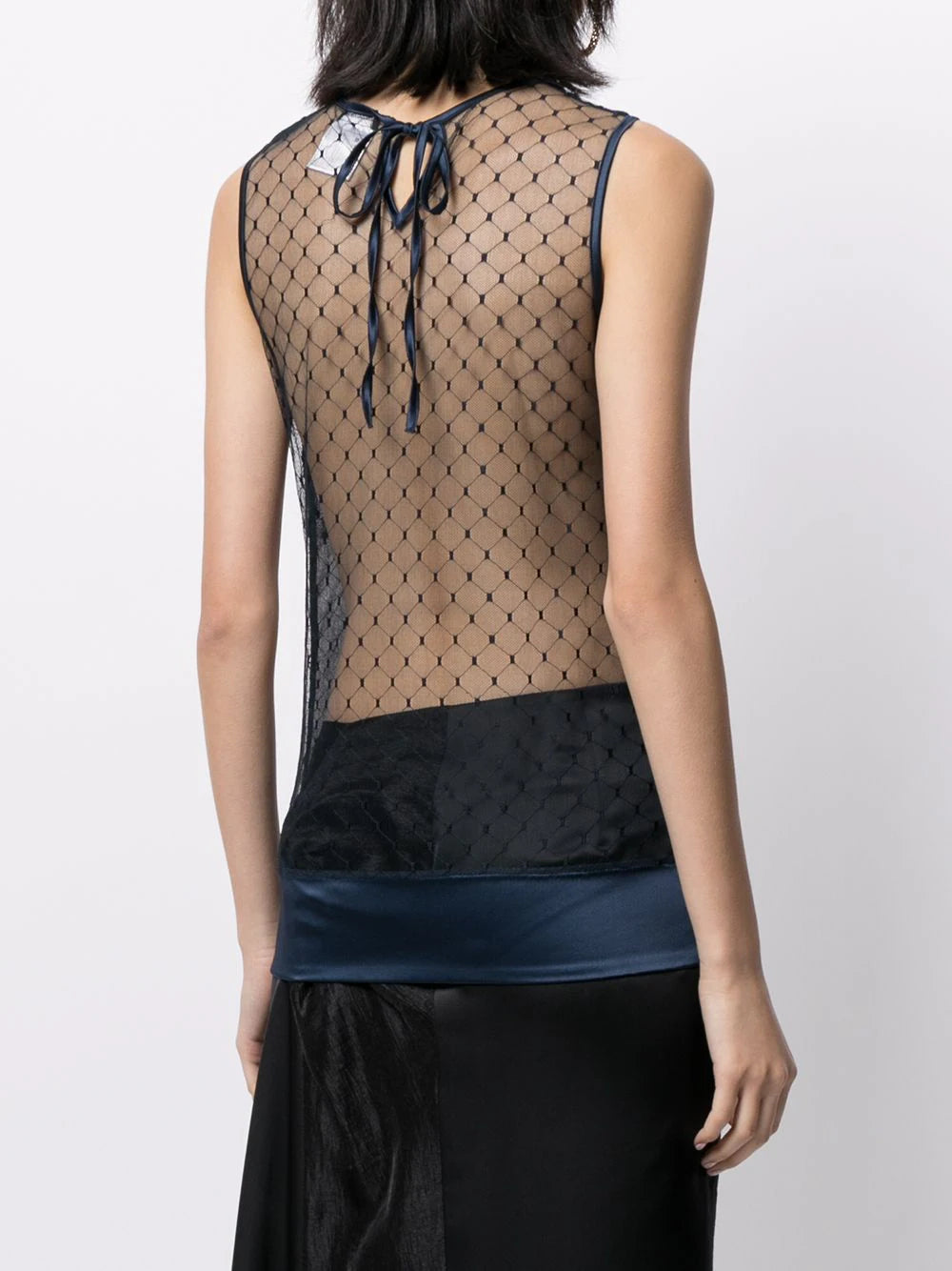 Chanel fall 2007 see through lace ruffled silk sleeveless top 38