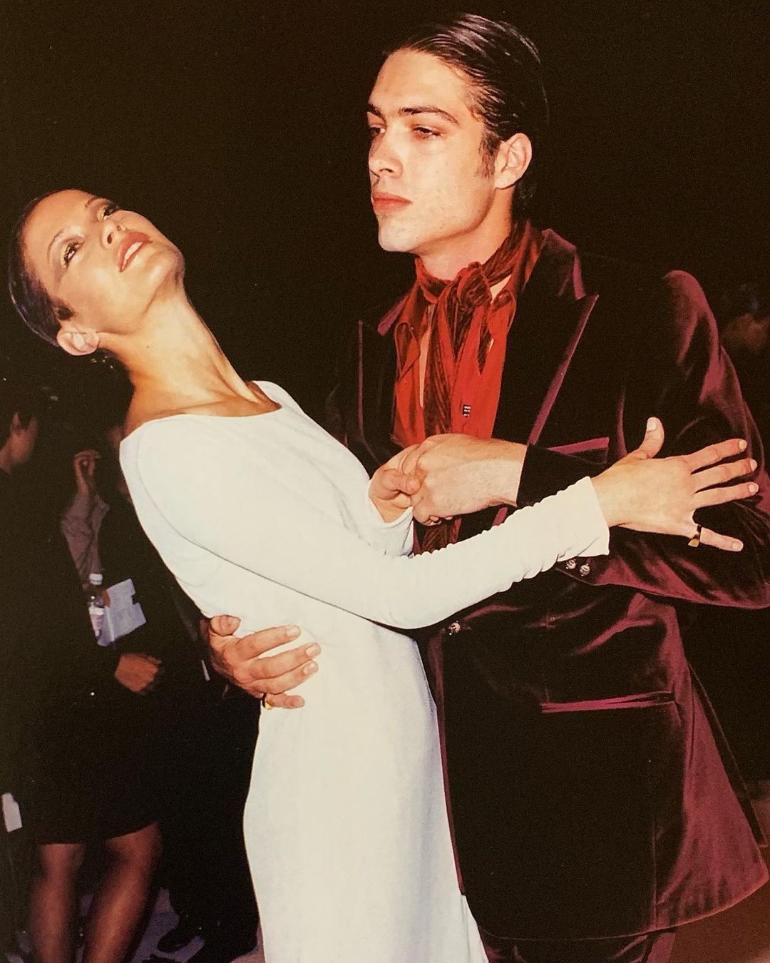 Gucci Fall 1996 Tom Ford Blue Velvet Striped Silk Scarf Neckpiece