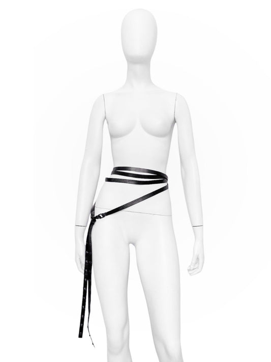 Gucci Fall 2002 Tom Ford Leather Bondage Long Wrap Buckle Belt