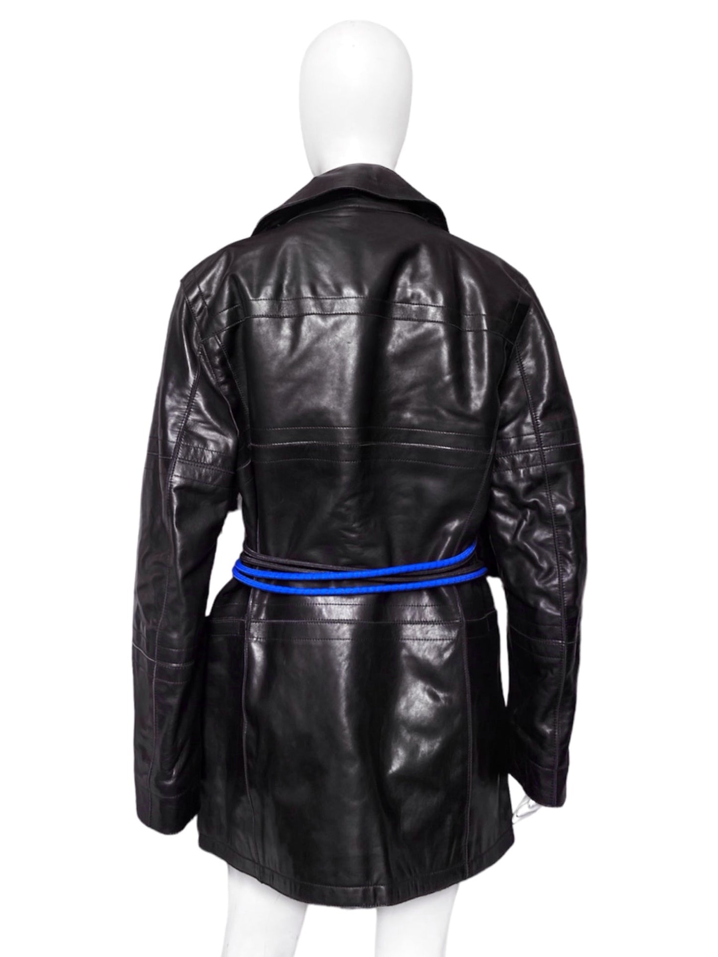 Dirk Bikkembergs Fall 1996  Bungee Cord Cock Ring Bondage Lambskin Leather Coat Jacket 46