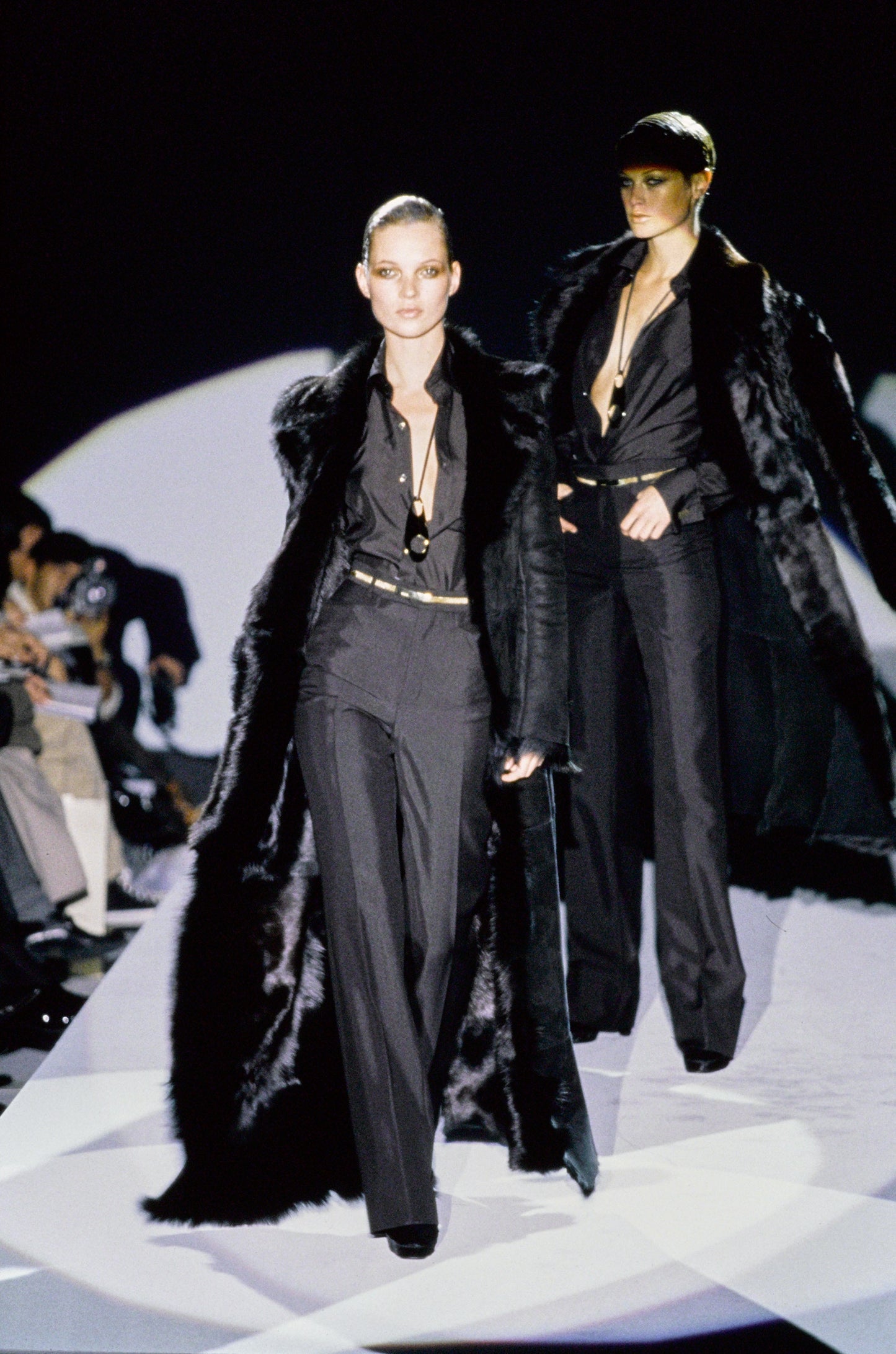 Gucci Fall 1996 Tom Ford Kate Moss Double-Breasted Long Shearling Coat 40