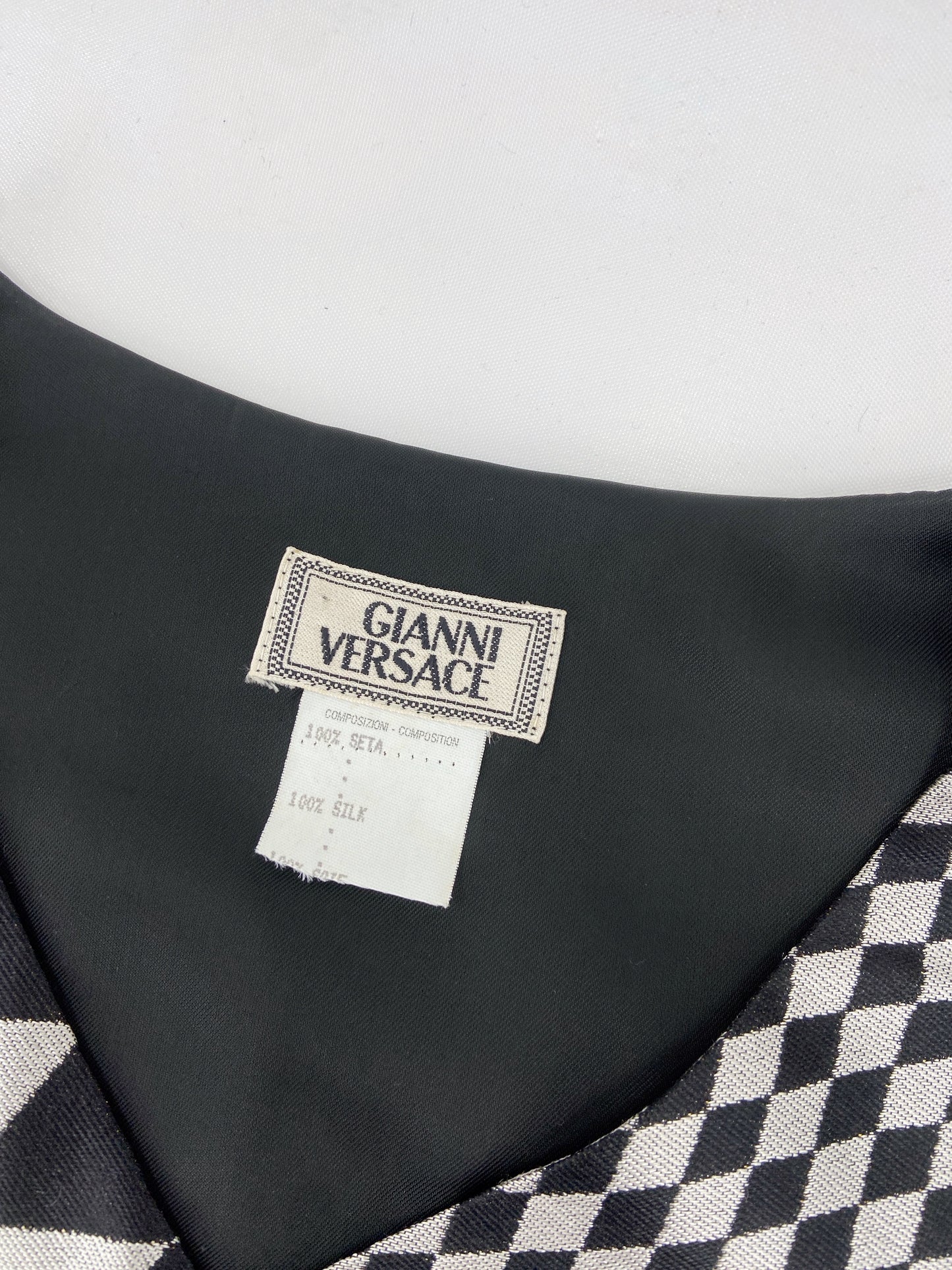 Gianni Versace Men’s Baroque Checkered Silk Waistcoat Vest 46