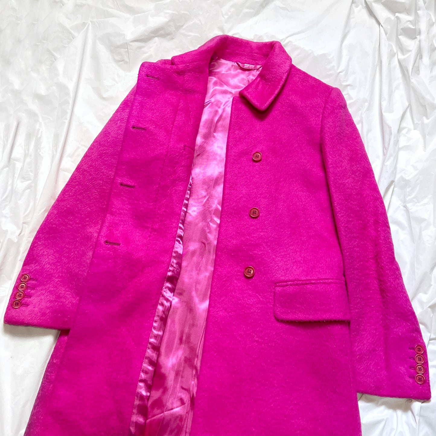 Helmut Lang Fall 2000 Fuchsia Silk Coat 40
