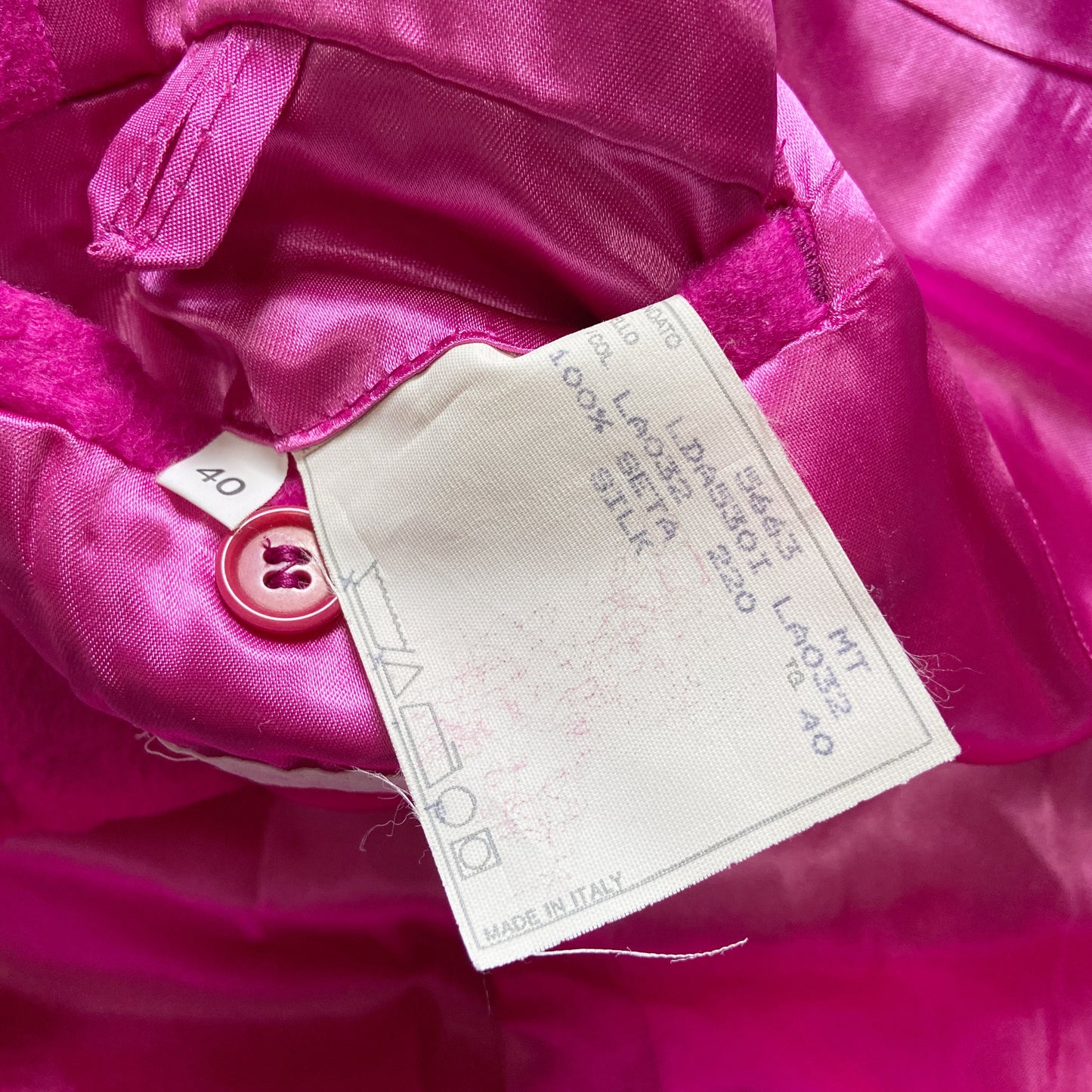 Helmut Lang Fall 2000 Fuchsia Silk Coat 40