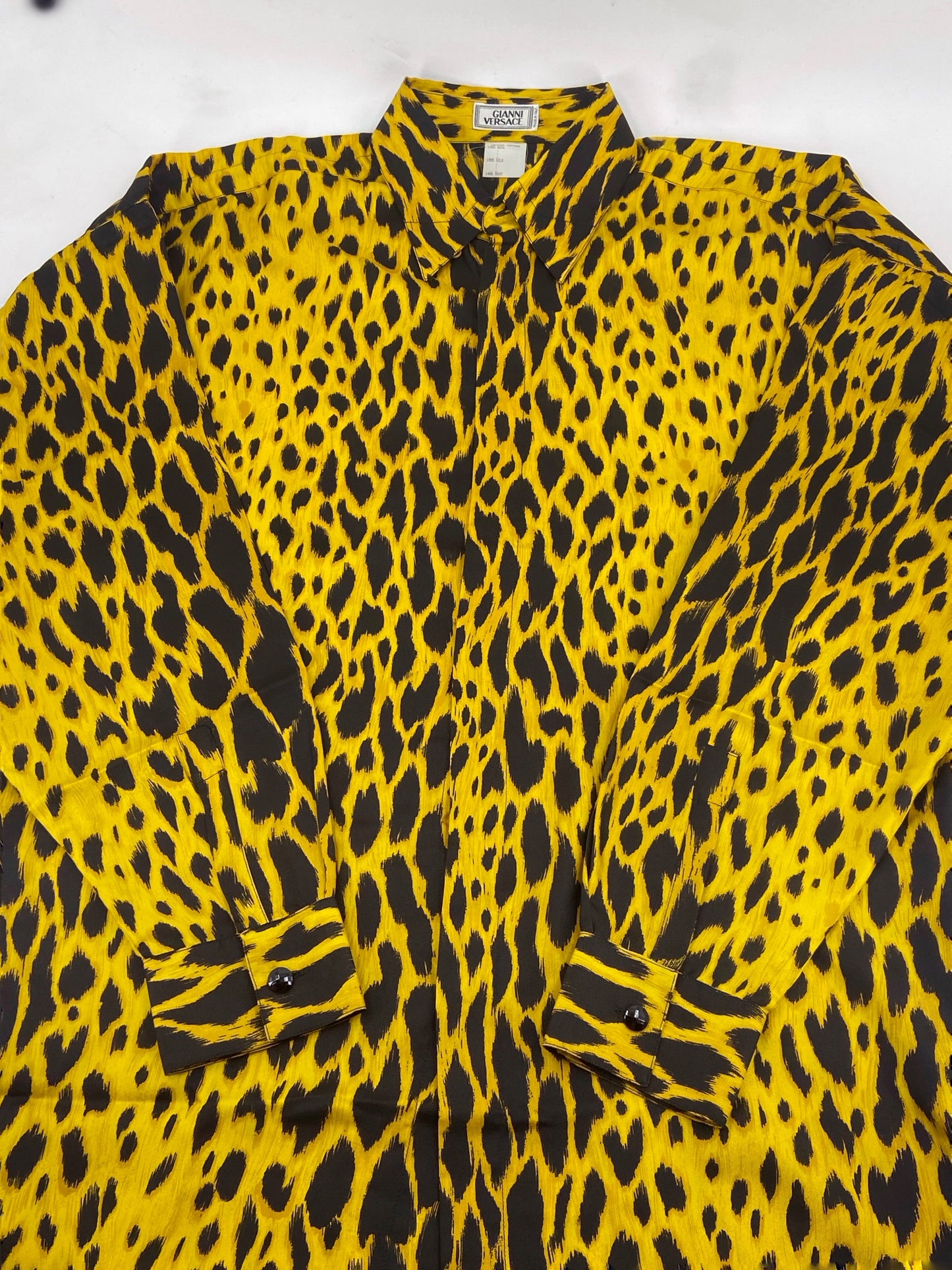 Gianni Versace Spring 1992 Leopard Print Silk Shirt 44