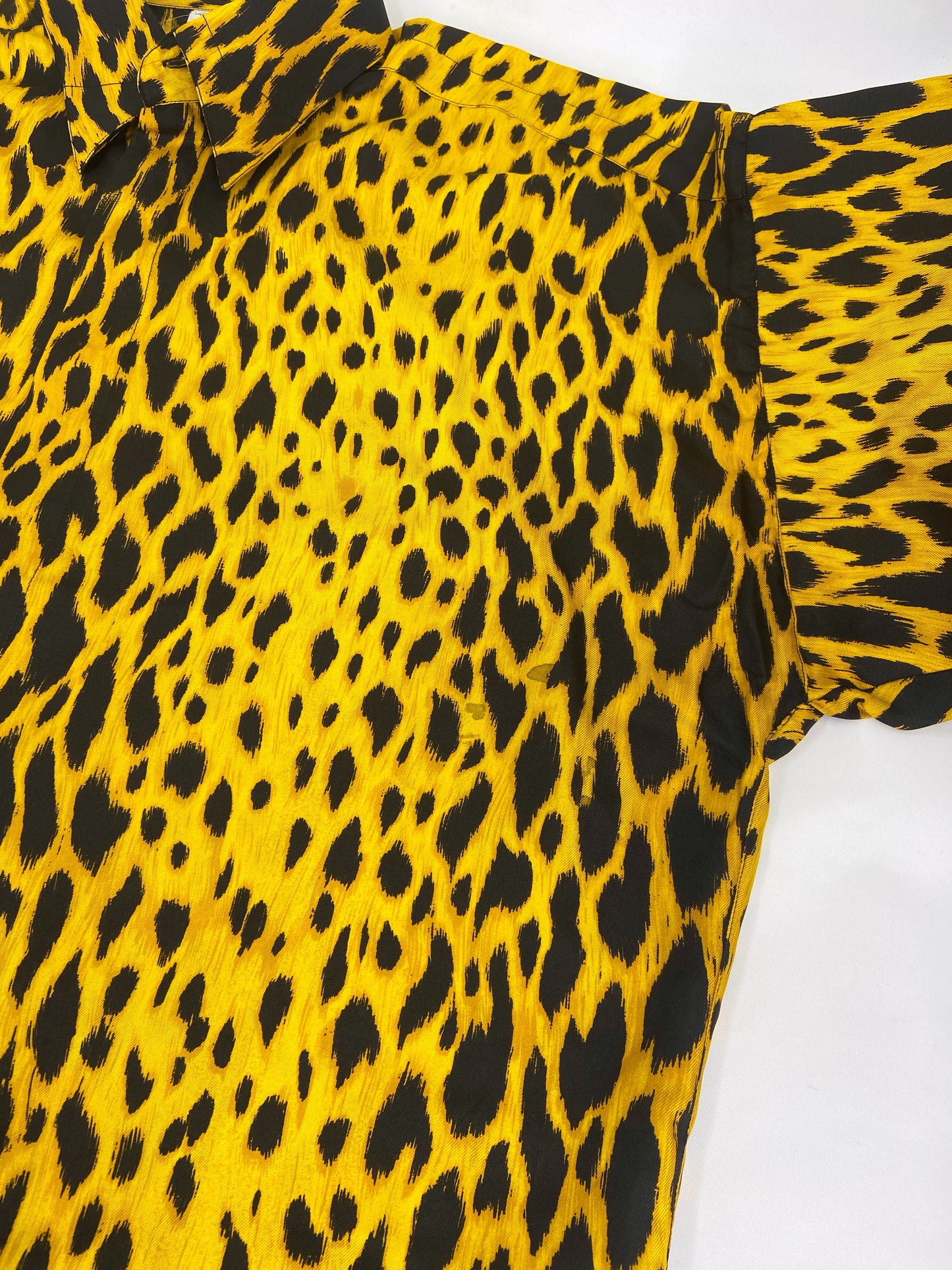 Gianni Versace Spring 1992 Leopard Print Silk Shirt 44