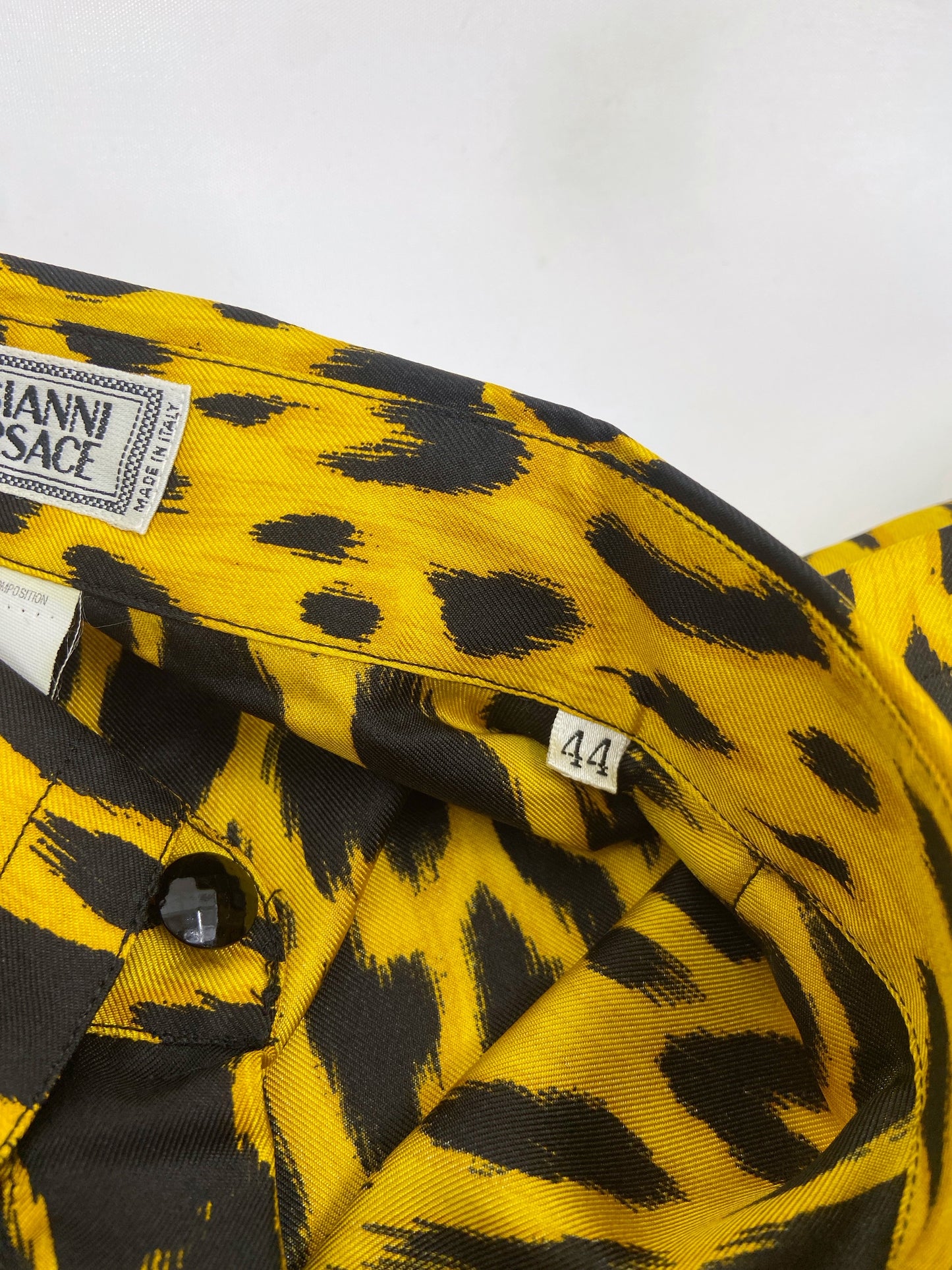 Gianni Versace Spring 1992 Leopard Print Silk Shirt 44