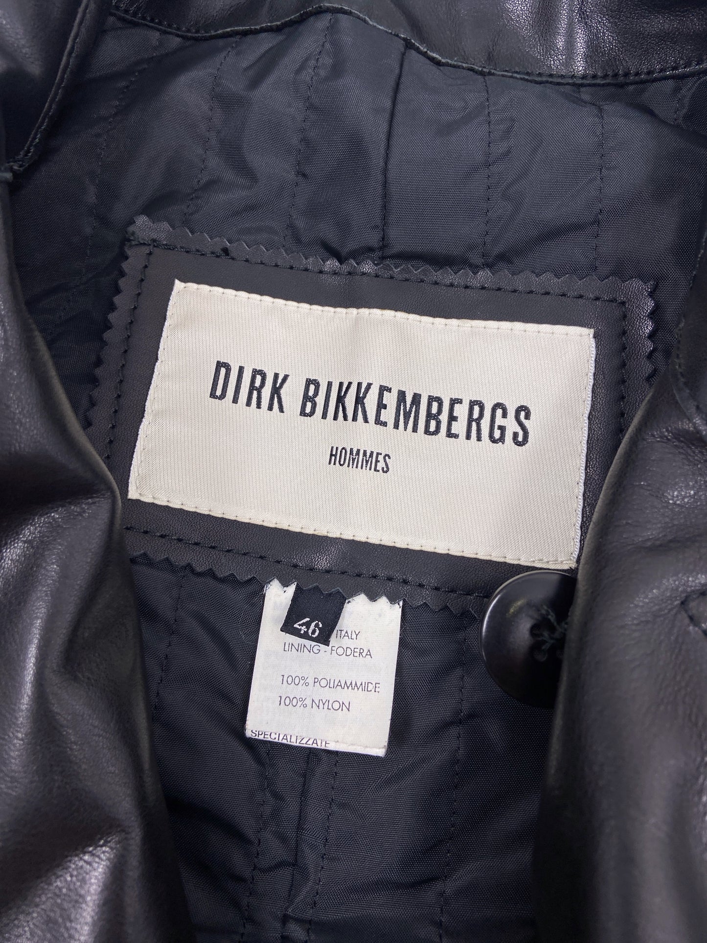 Dirk Bikkembergs Fall 1996  Bungee Cord Cock Ring Bondage Lambskin Leather Coat Jacket 46