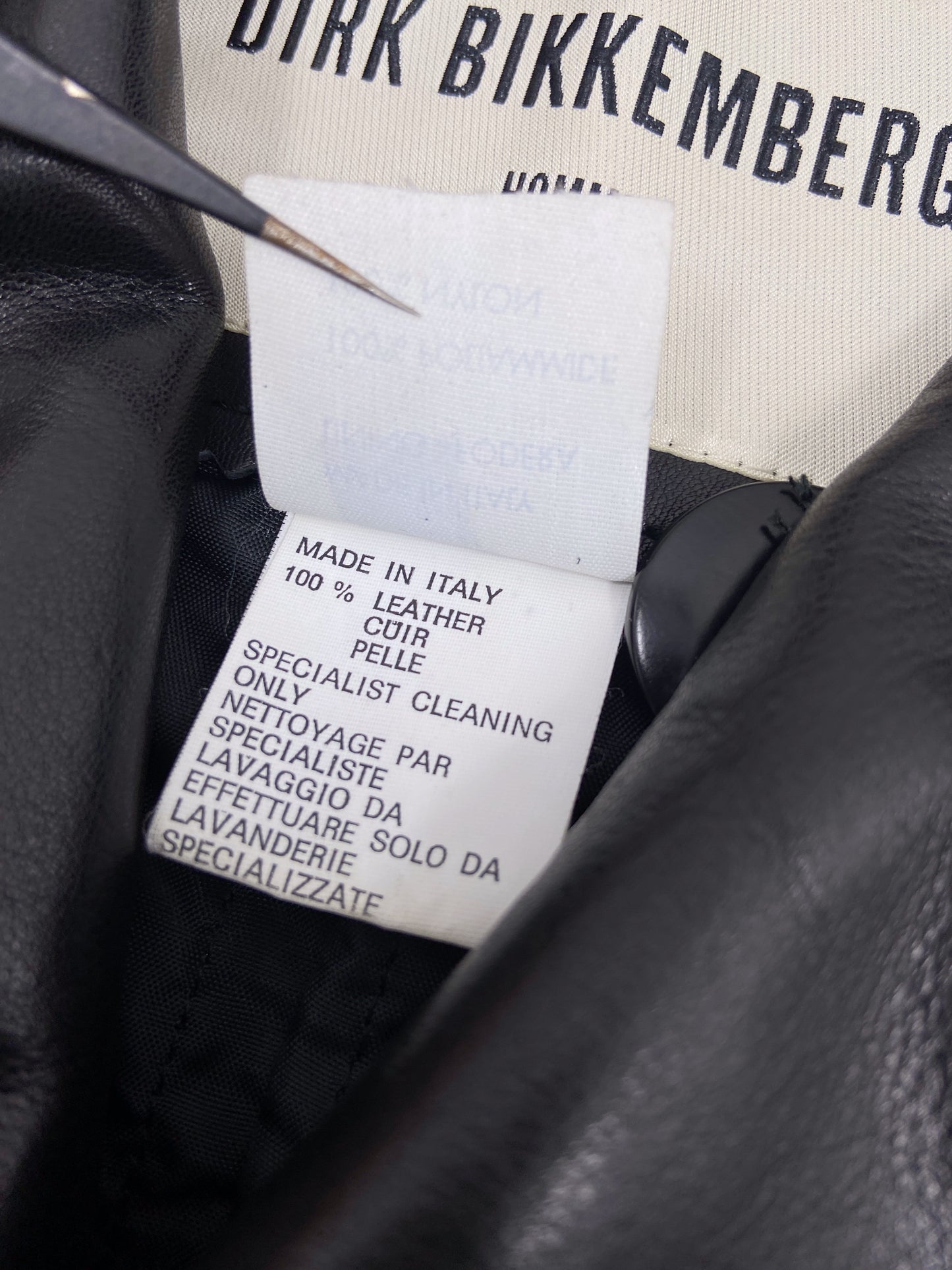 Dirk Bikkembergs Fall 1996  Bungee Cord Cock Ring Bondage Lambskin Leather Coat Jacket 46