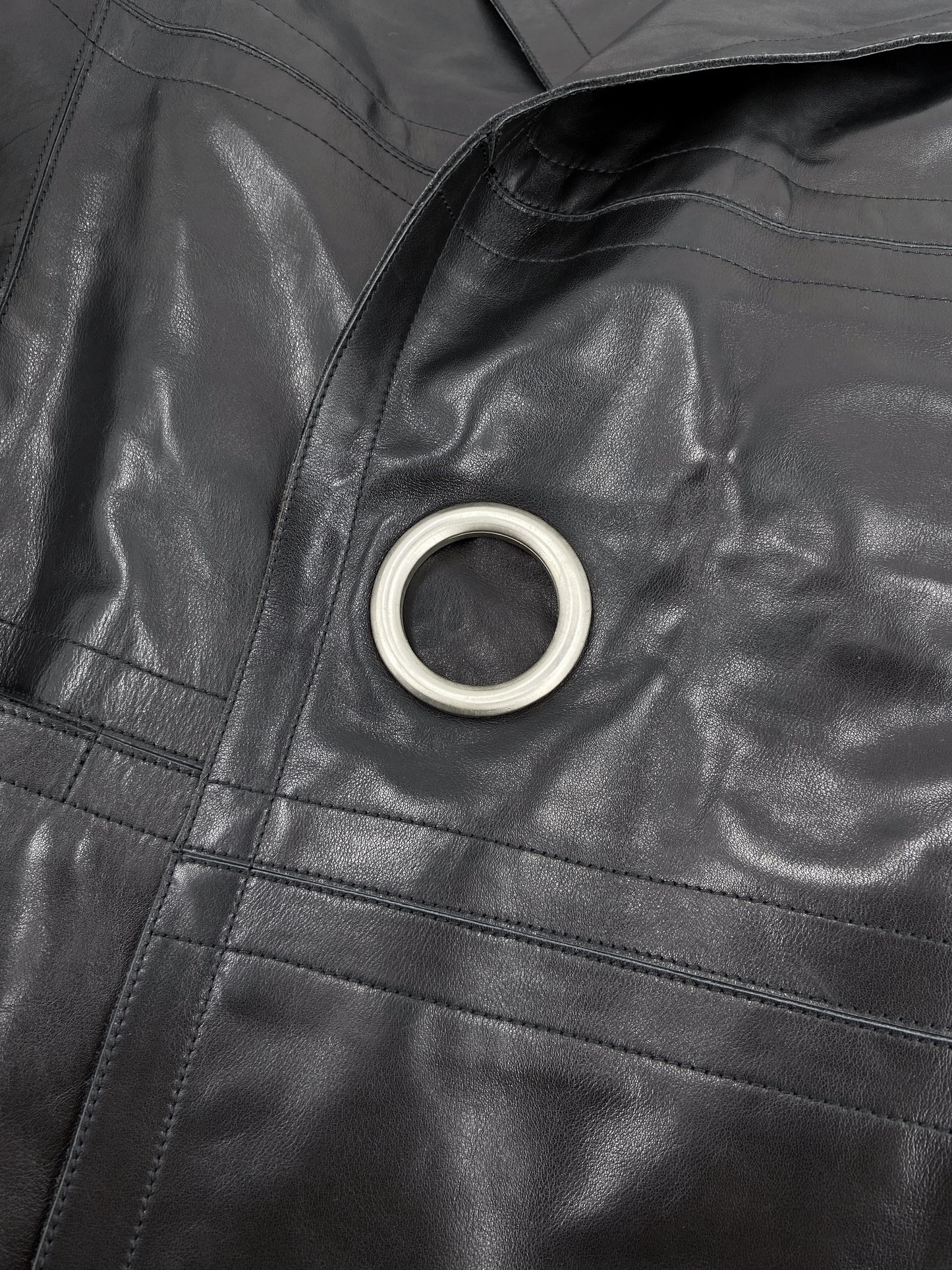 Dirk Bikkembergs Fall 1996  Bungee Cord Cock Ring Bondage Lambskin Leather Coat Jacket 46