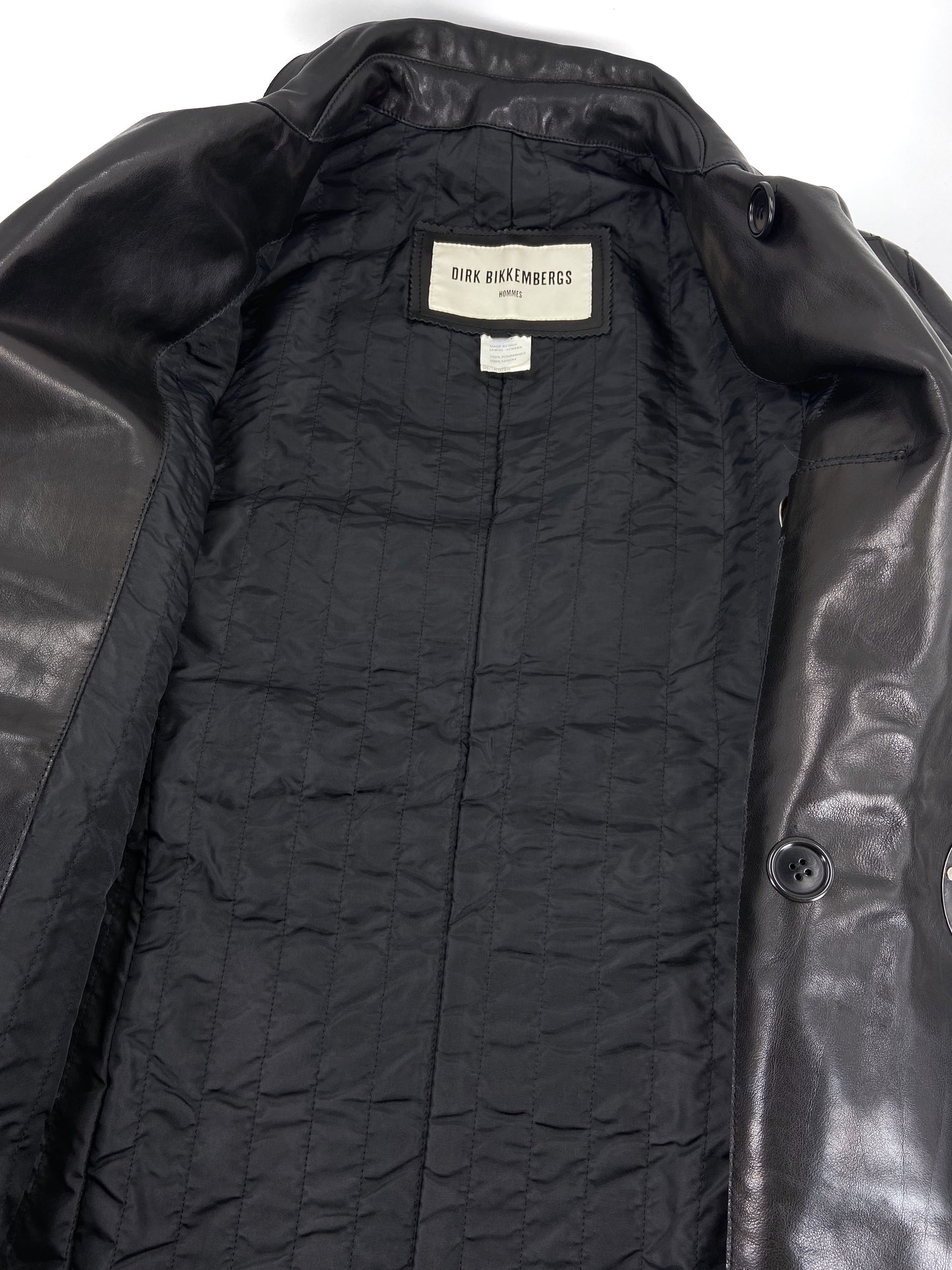 Dirk Bikkembergs Fall 1996  Bungee Cord Cock Ring Bondage Lambskin Leather Coat Jacket 46