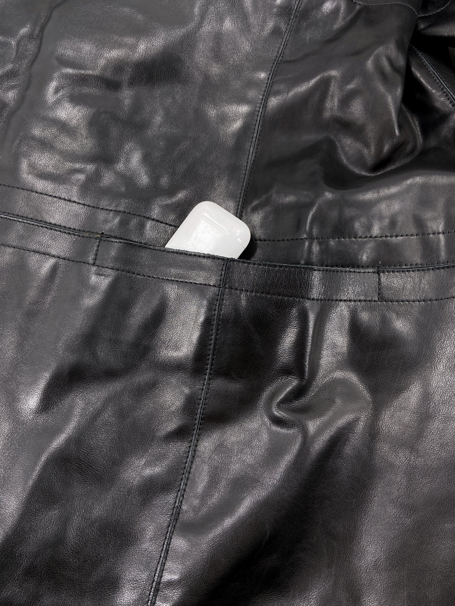 Dirk Bikkembergs Fall 1996  Bungee Cord Cock Ring Bondage Lambskin Leather Coat Jacket 46