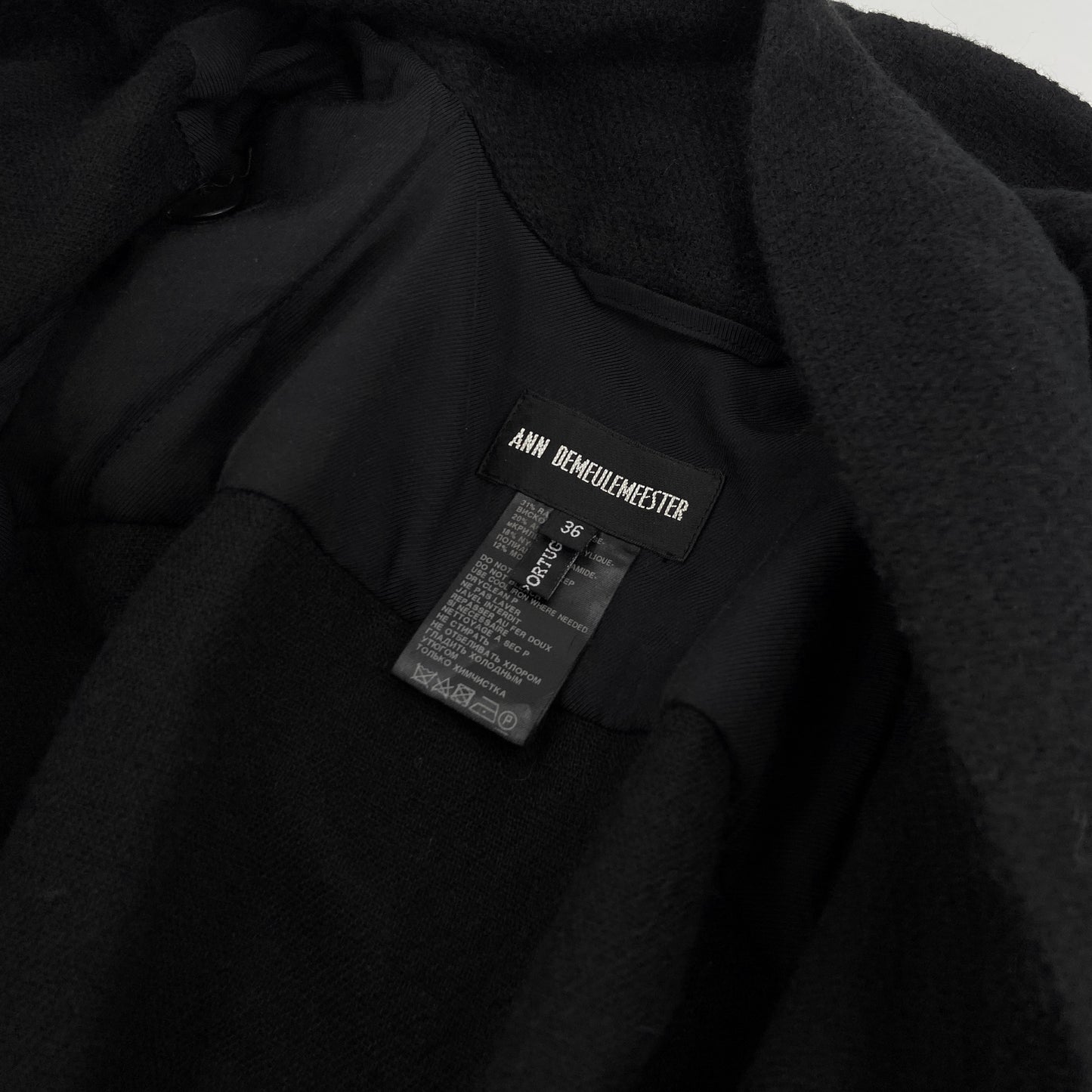 Ann Demeulemeester Fall 2012 Funnel Neck Black Coat 36