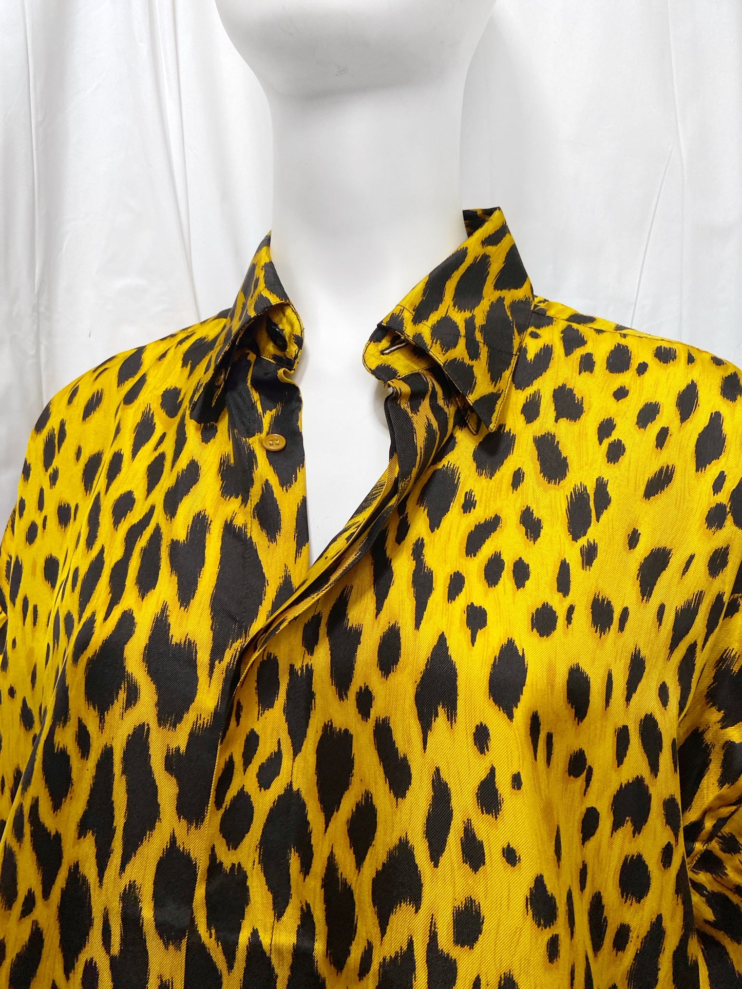 Gianni Versace Spring 1992 Leopard Print Silk Shirt 44