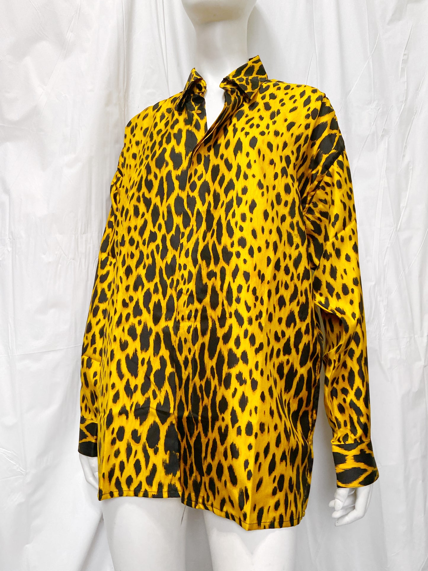 Gianni Versace Spring 1992 Leopard Print Silk Shirt 44