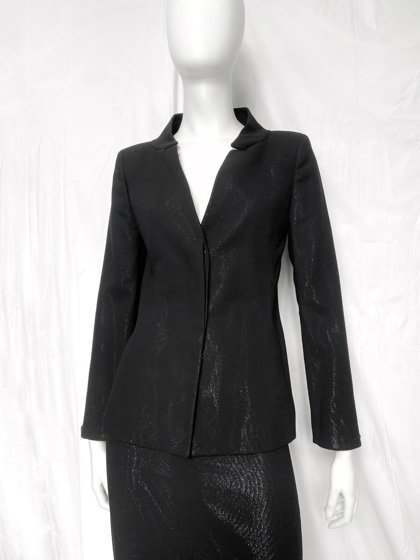 Gianni Versace 90s Glitter Silver Lining Blazer Jacket Skirt Set