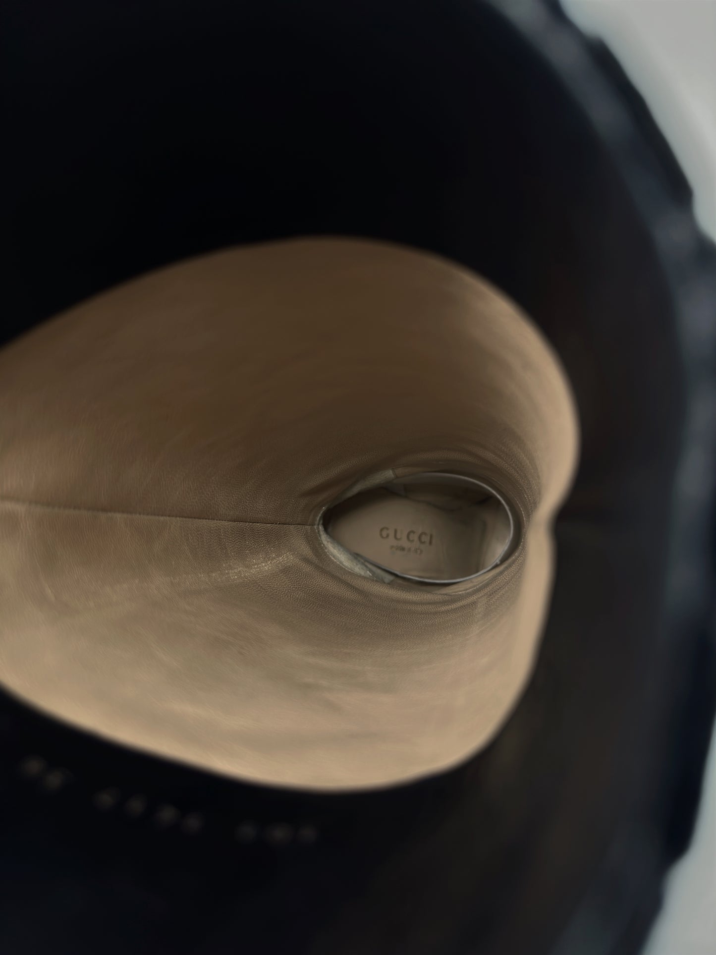 Gucci Fall 1997 Tom Ford Dark Navy Guccisima Monogram Velvet Metal Heel Tall Boots 36