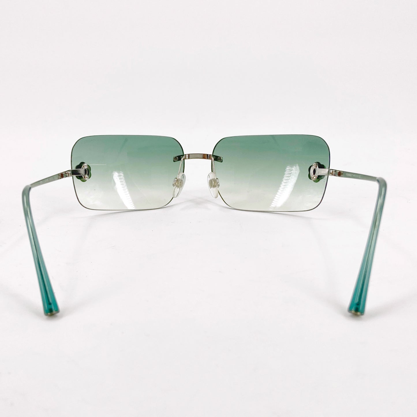 Chanel 2000 Y2K Karl Lagerfeld Rimless Teal Ombré Camellia Flower 4085 Sunglasses