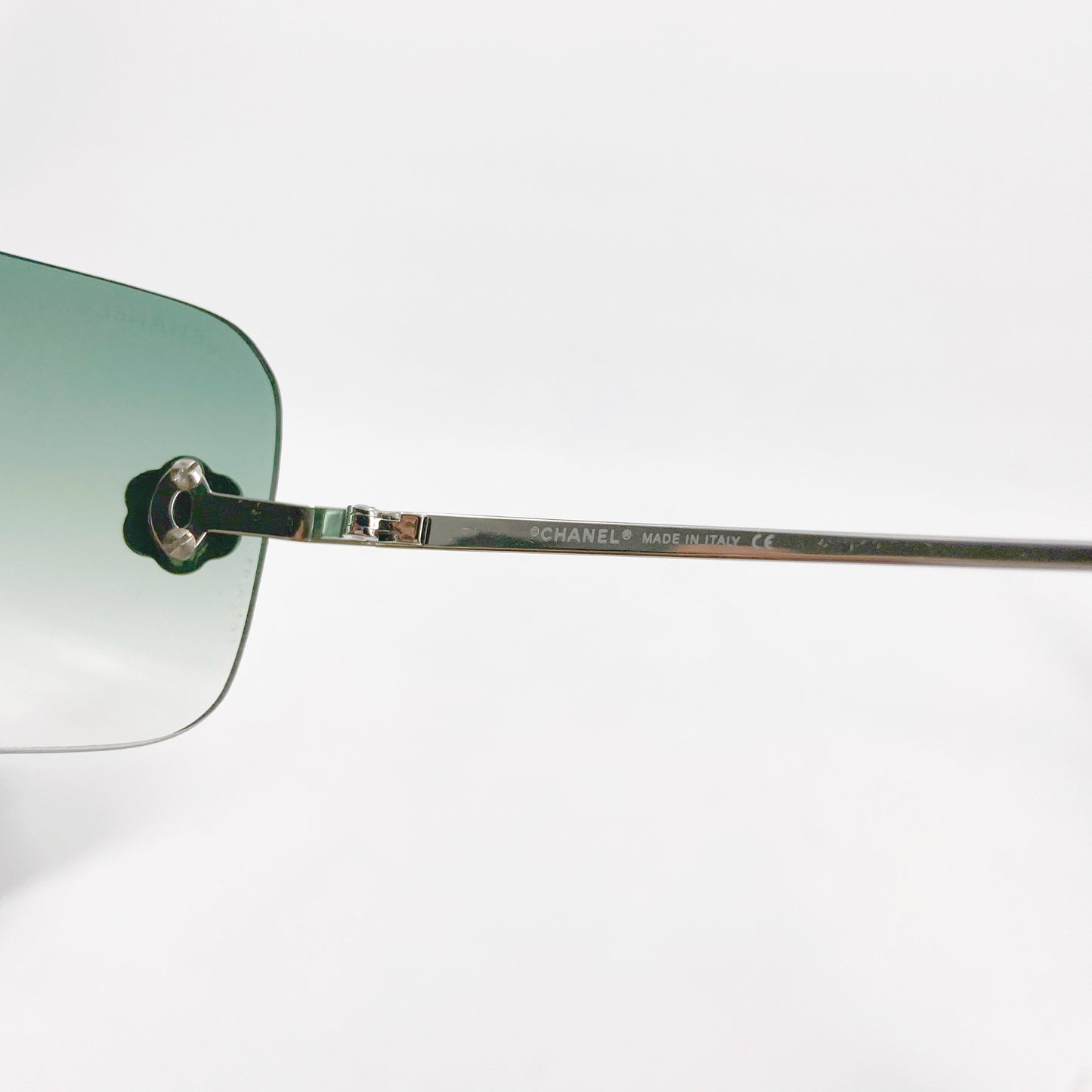 Chanel 2000 Y2K Karl Lagerfeld Rimless Teal Ombré Camellia Flower 4085 Sunglasses