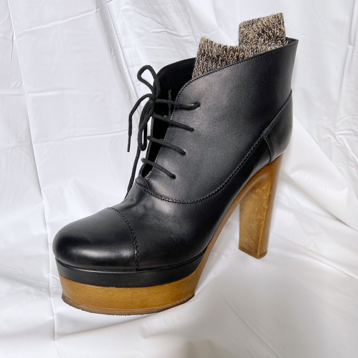 Chloé Phoebe Philo High Heeled Platform Boots with Knitted Cover