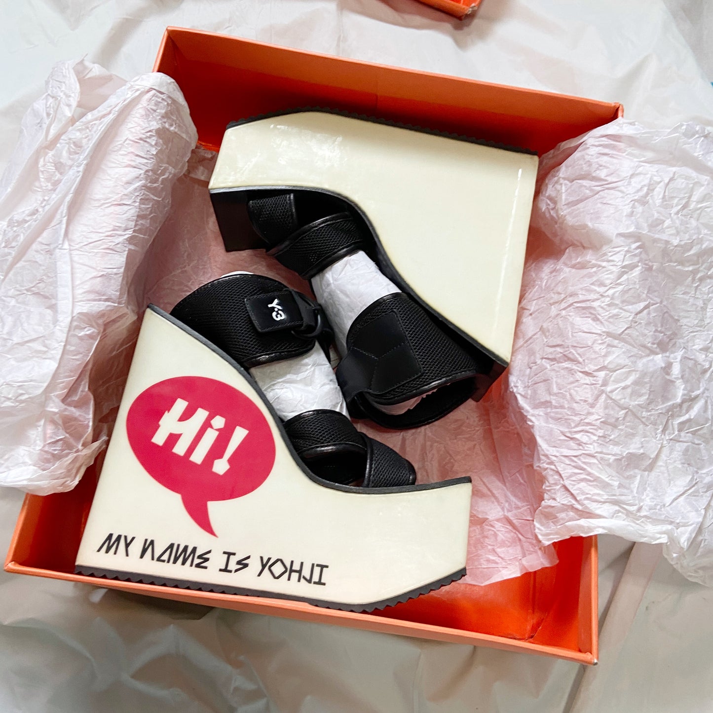 Y-3 Spring 2014 Yohji Yamamoto X Adidas “Hi! My Name Is YOHJI” Geta Platform Wedge Sandals