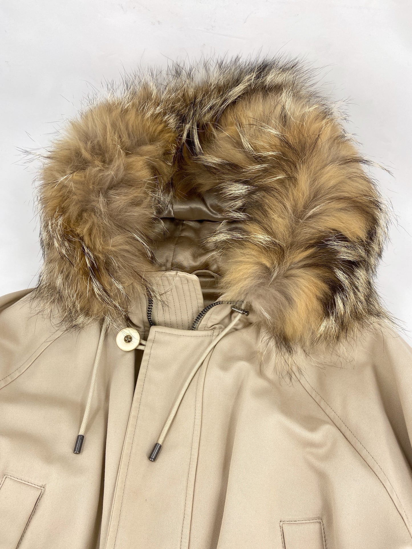 Gucci Fall 1998 Tom Ford Menswear Coyote Fur Hood N-3B Heavyweight Military Winter Coat 48