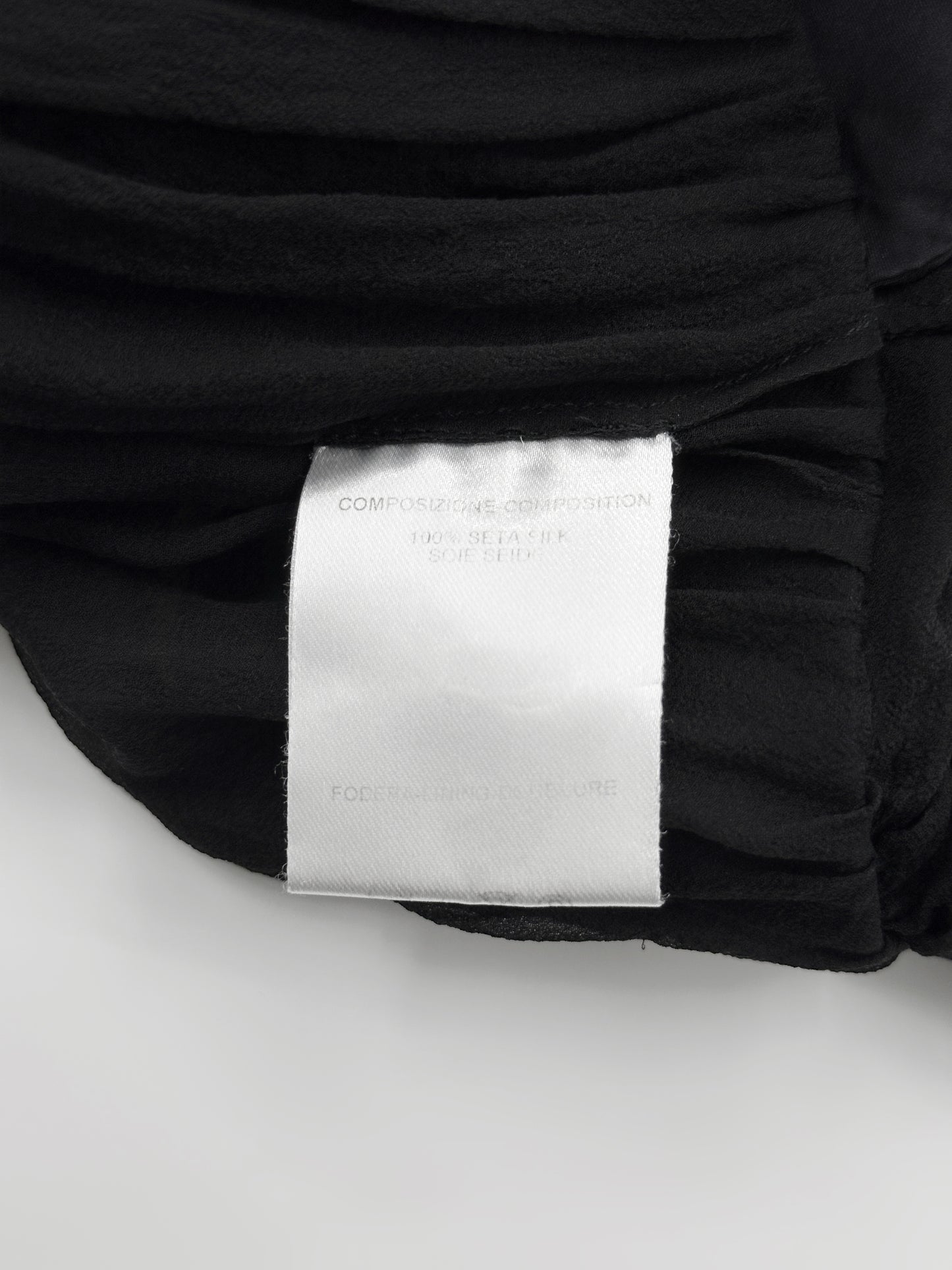 Gucci Fall 2005 Black Drop Shoulder Ruched Sheer Pure Silk Satin Top 40