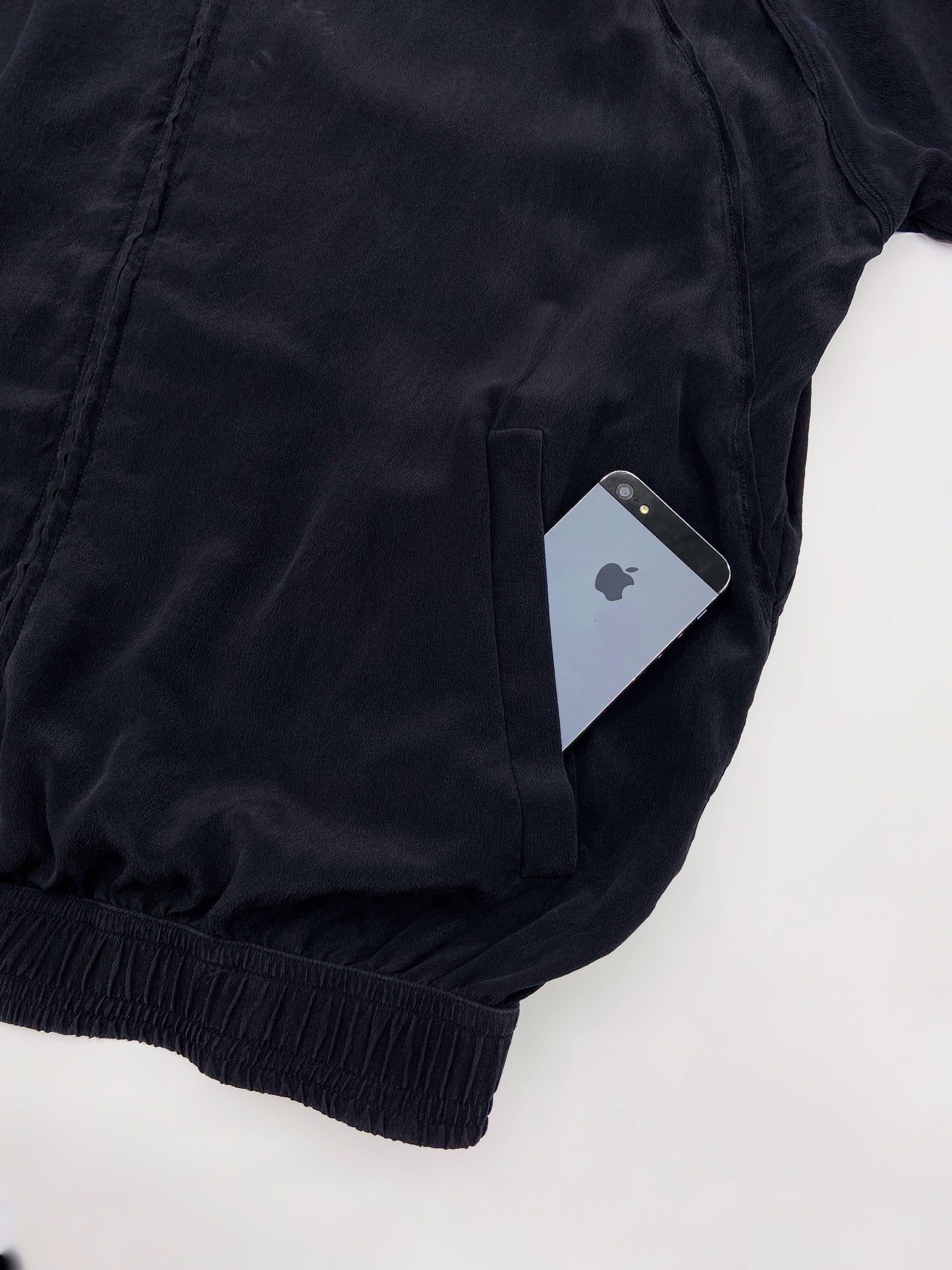 Gucci Spring 2004 Tom Ford Black Webbing Striped Crepe de Chine Silk Bomber Jacket pants tracksuit 38