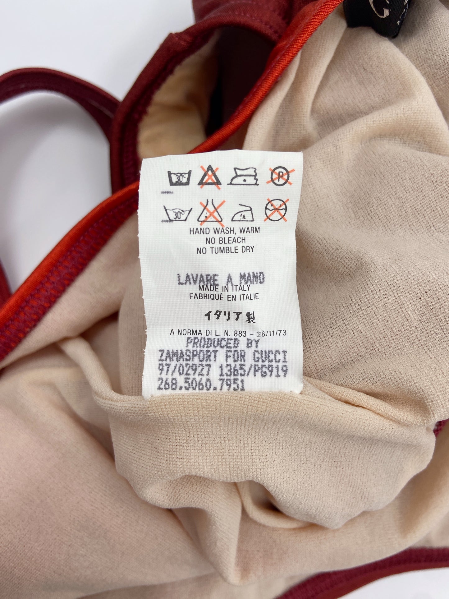 Gucci Spring 1997 Tom Ford Red Ombré One Piece Swimsuit S