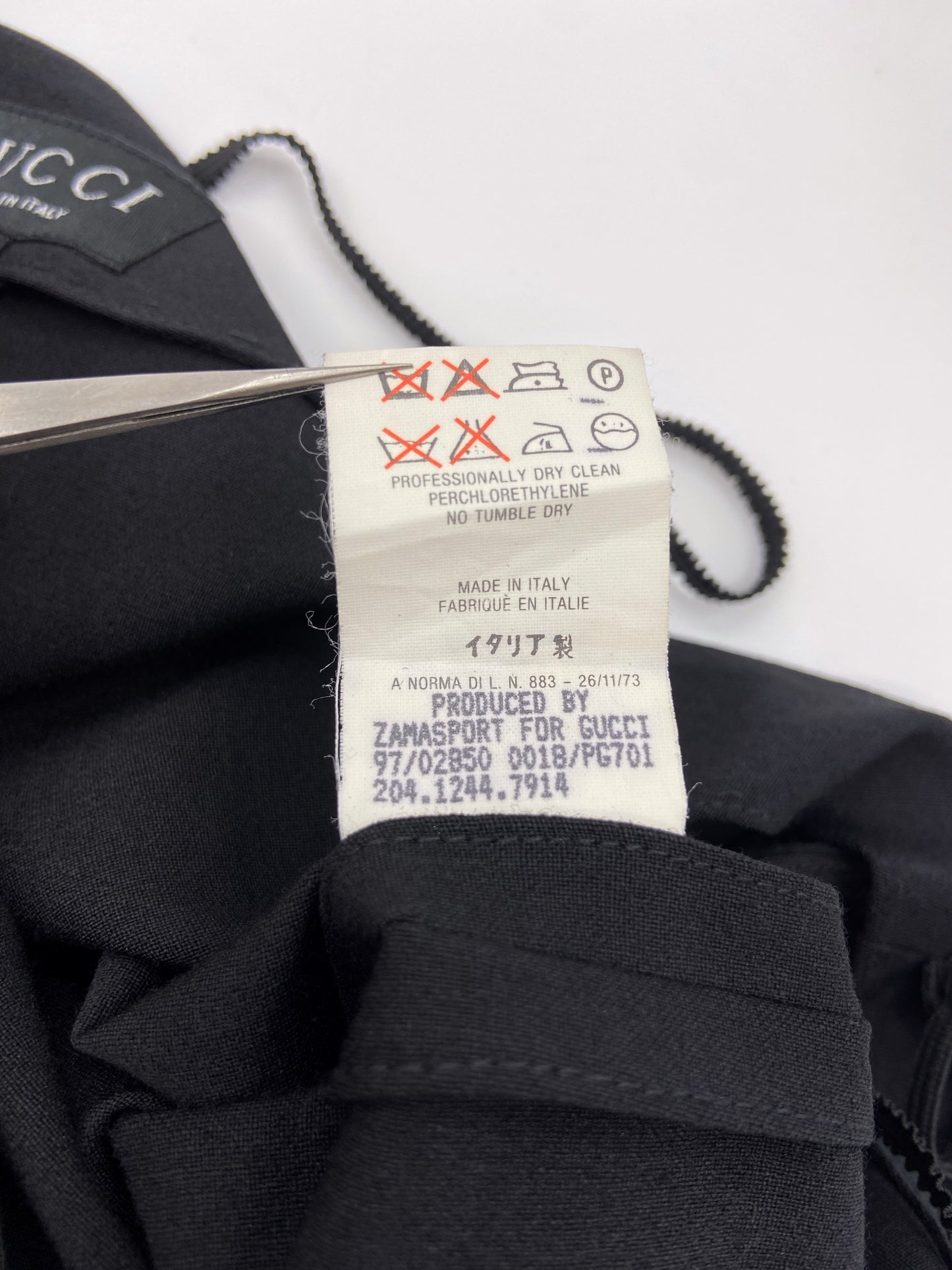 Gucci Spring 1997 Tom Ford Strapless Black Wool Tube Dress 44