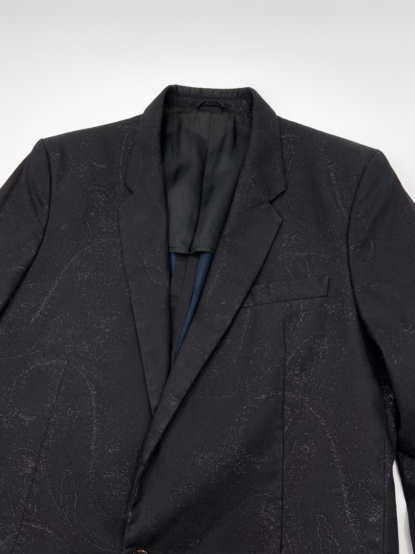 Maison Martin Margiela Spring 2006 Black Floral Lamé Cotton Blazer 50