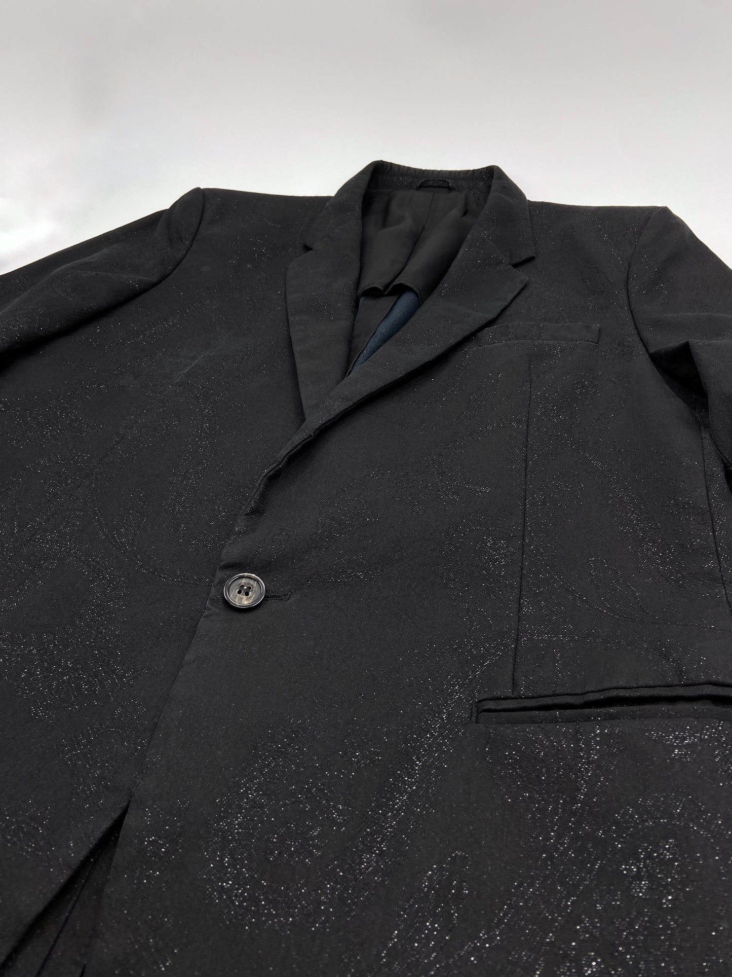 Maison Martin Margiela Spring 2006 Black Floral Lamé Cotton Blazer 50