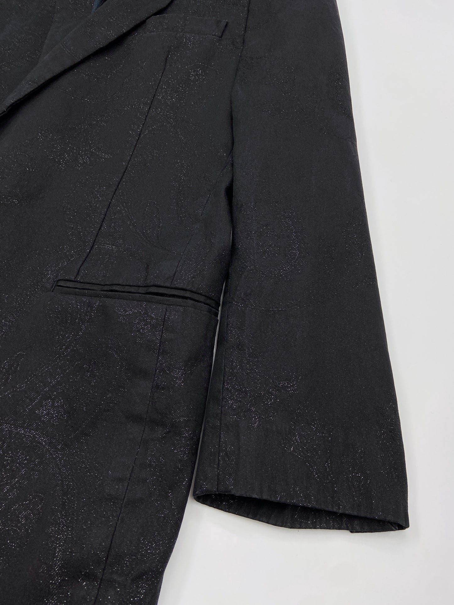 Maison Martin Margiela Spring 2006 Black Floral Lamé Cotton Blazer 50