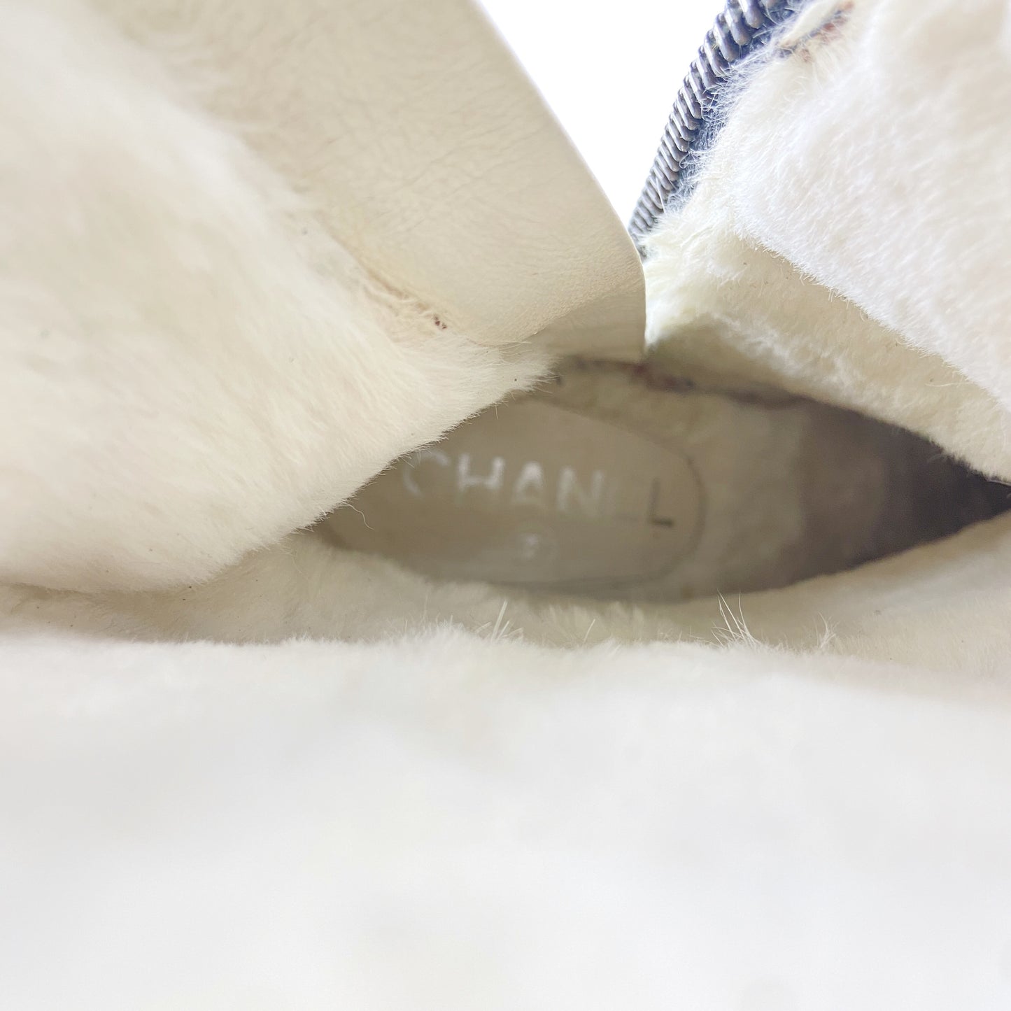 Chanel 90s Karl Lagerfeld Logo Fur Lined Patent Leather Long Boot 38.5