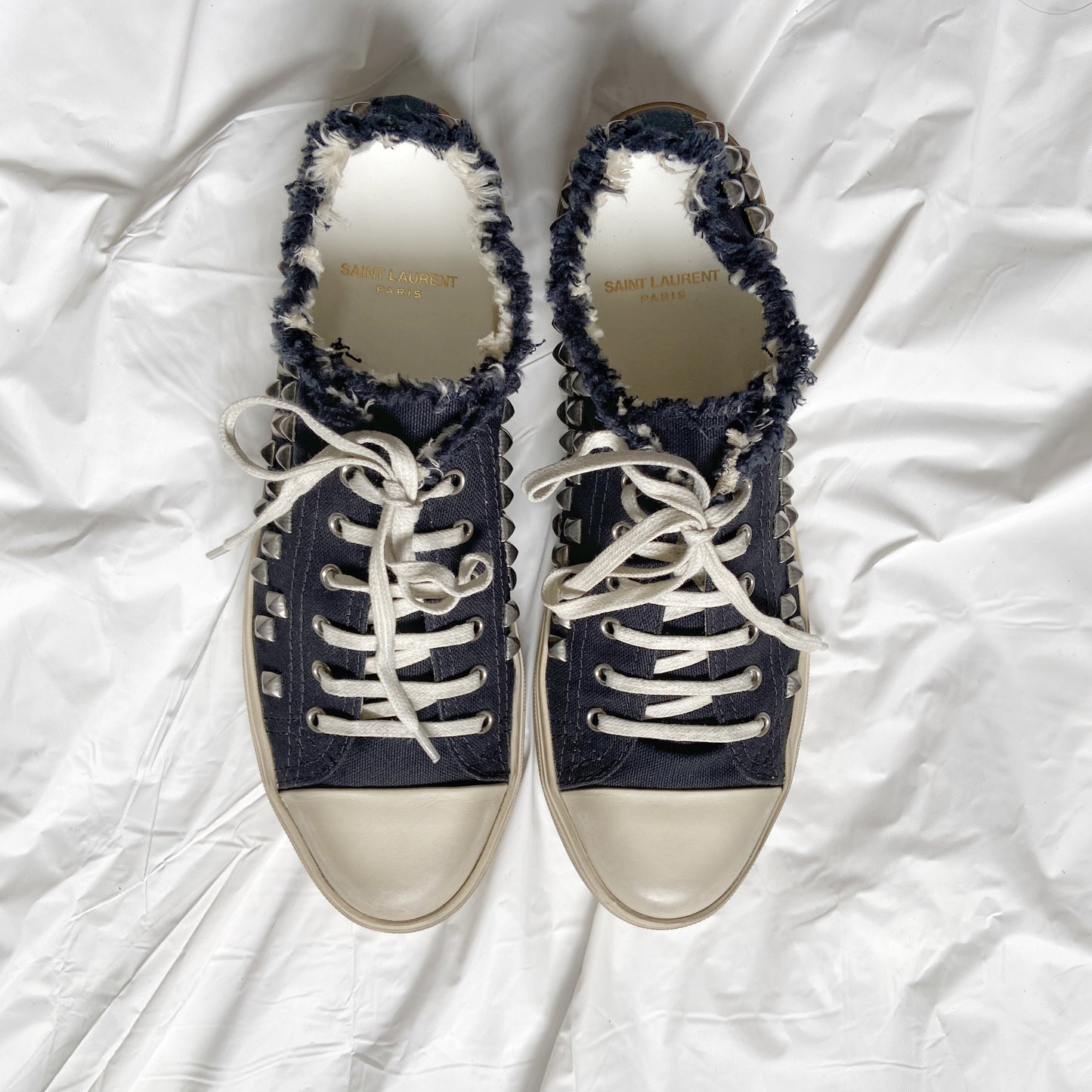Saint Laurent Hedi Bedford Studded Punk Navy Sneakers 42