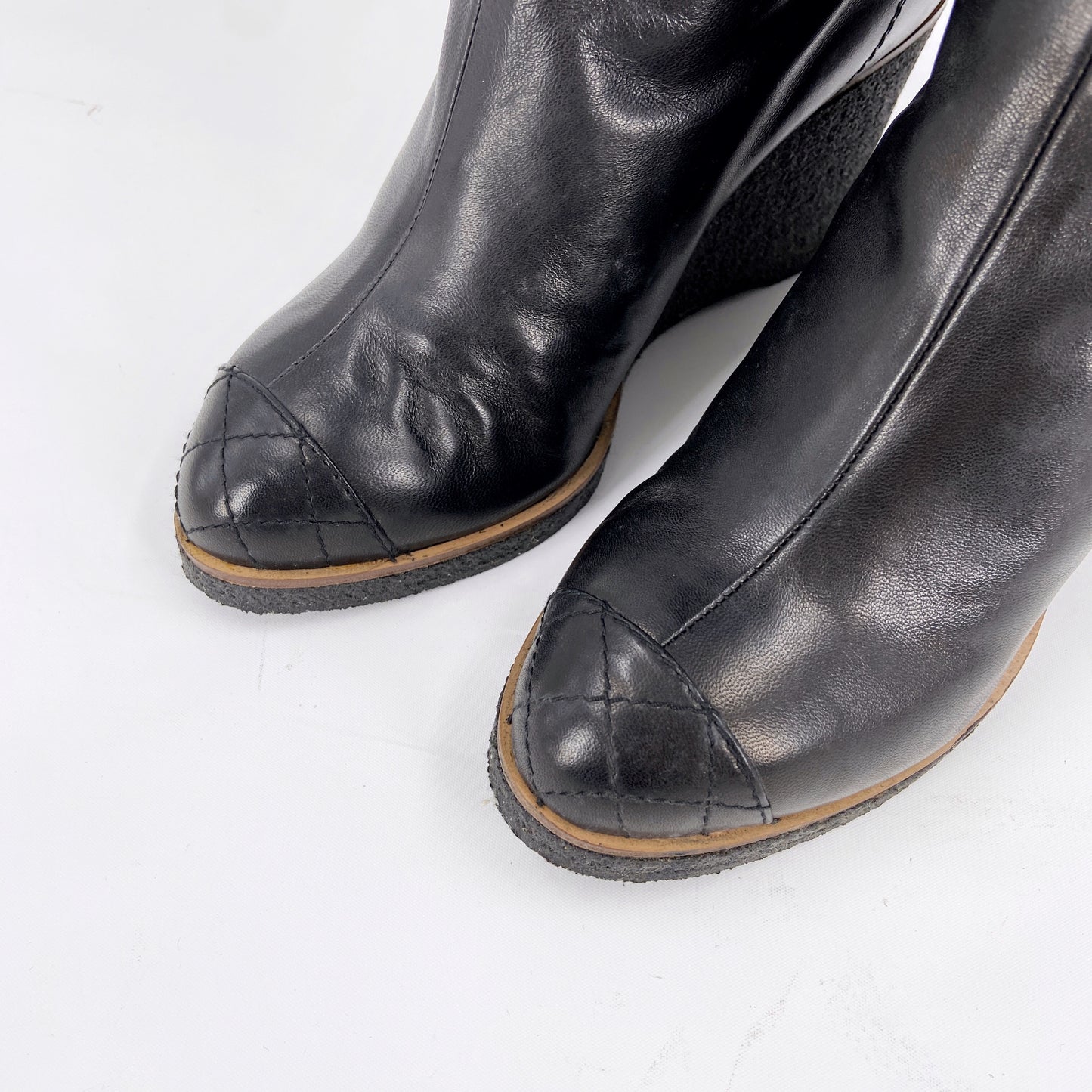 Chanel Fall 2006 Karl Lagerfeld Shearling Lambskin Wedge Long Boot 38