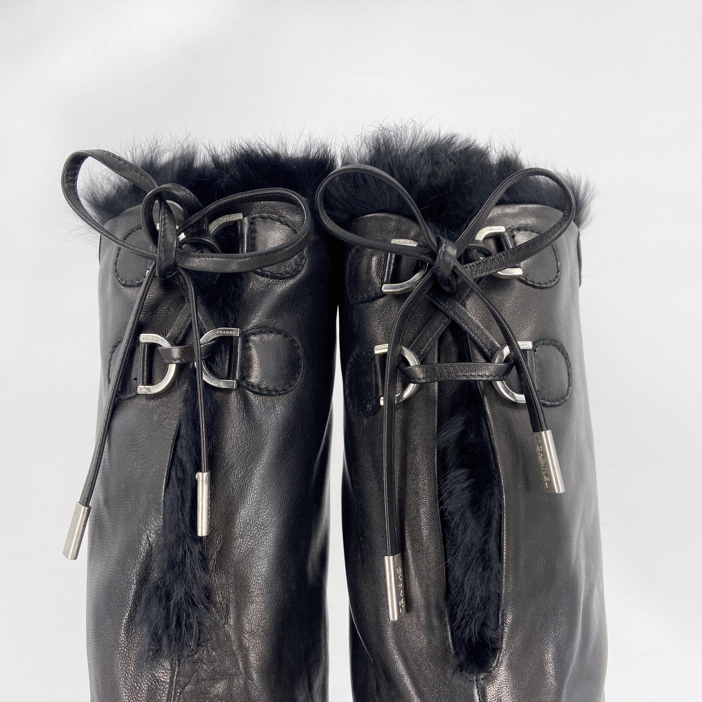 Chanel Fall 2006 Karl Lagerfeld Shearling Lambskin Wedge Long Boot 38