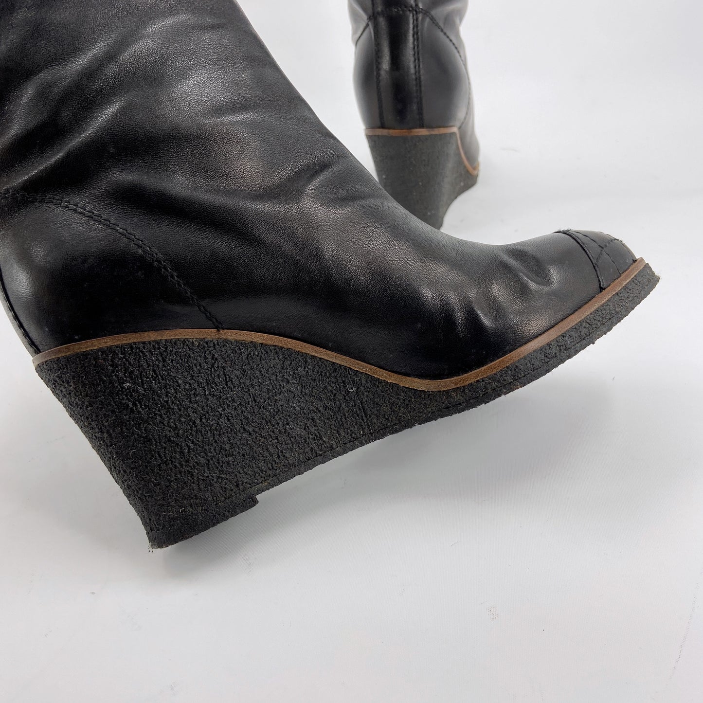 Chanel Fall 2006 Karl Lagerfeld Shearling Lambskin Wedge Long Boot 38