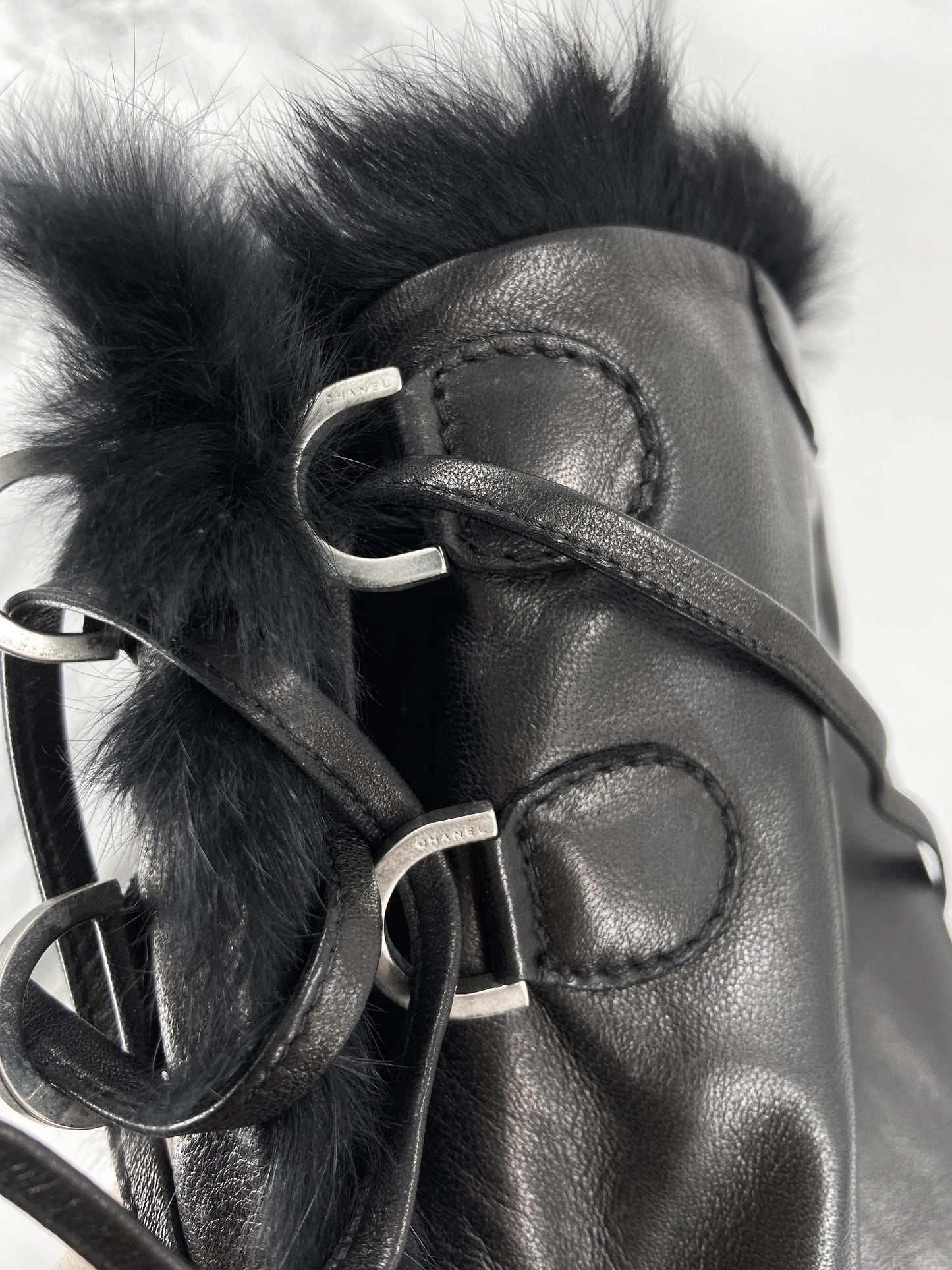 Chanel Fall 2006 Karl Lagerfeld Shearling Lambskin Wedge Long Boot 38