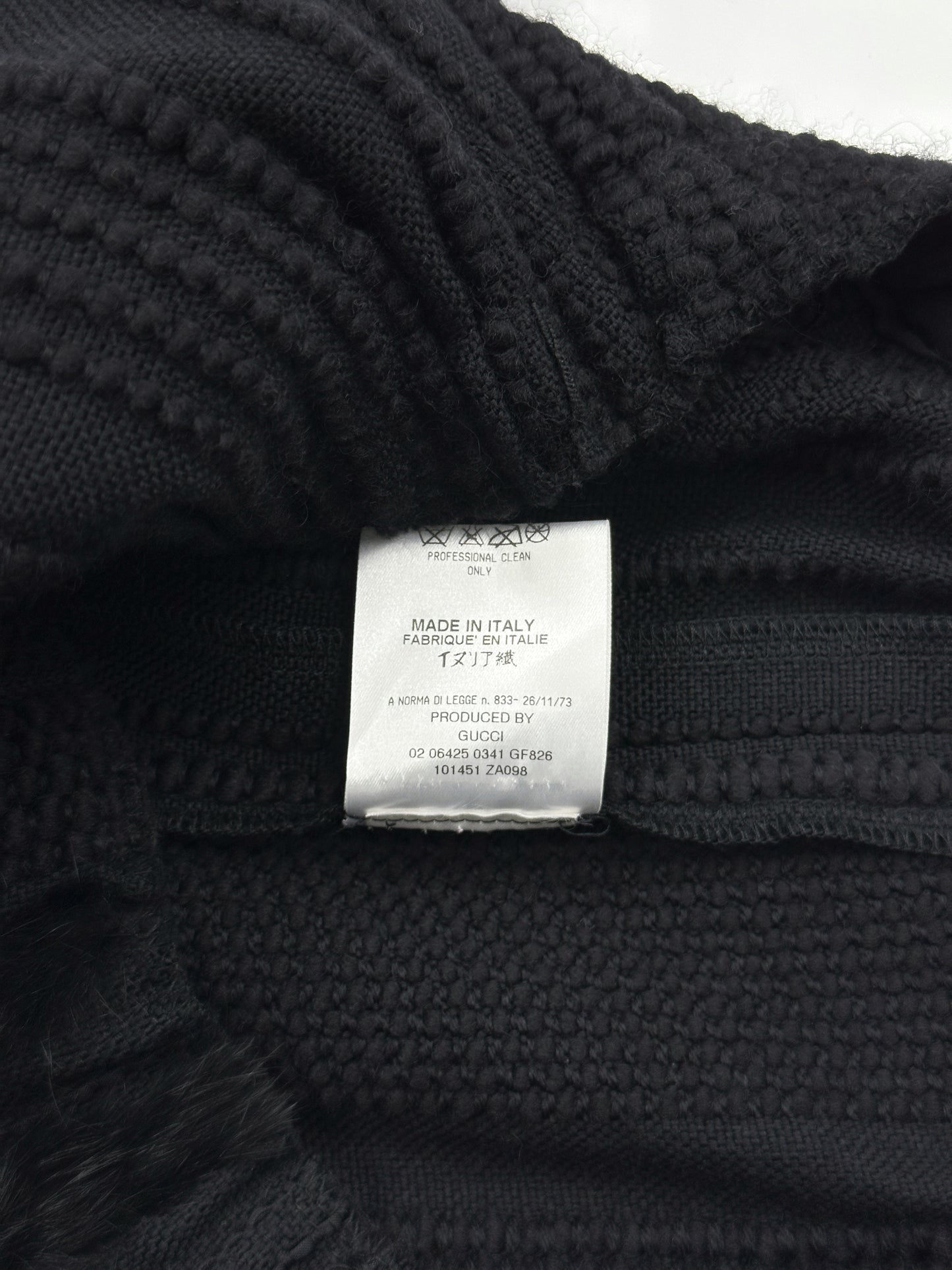 Gucci Fall 2002 Tom Ford Ribbon Wool Fur Midi Dress 42