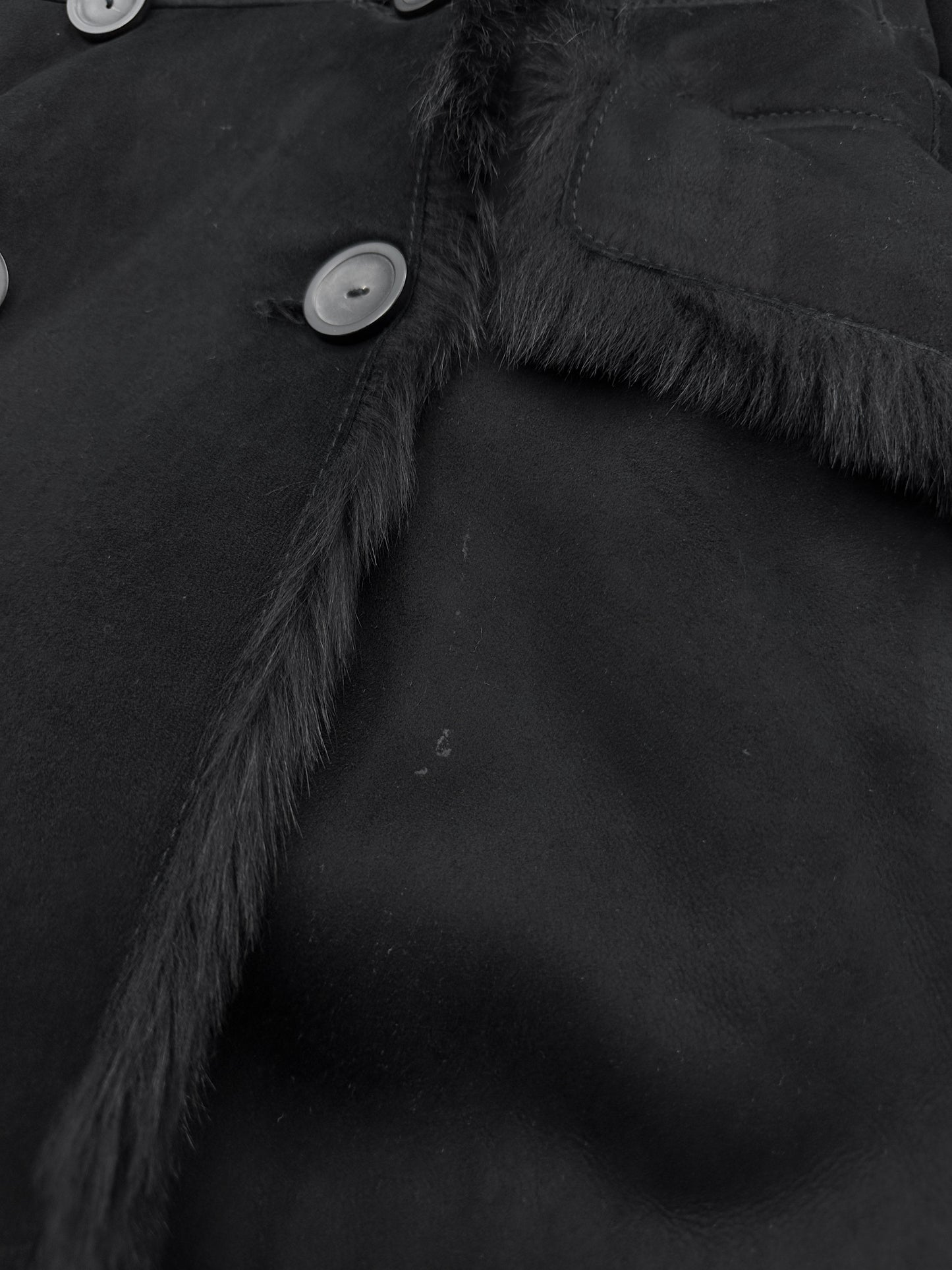 Gucci Fall 1996 Tom Ford Kate Moss Double-Breasted Long Shearling Coat 40