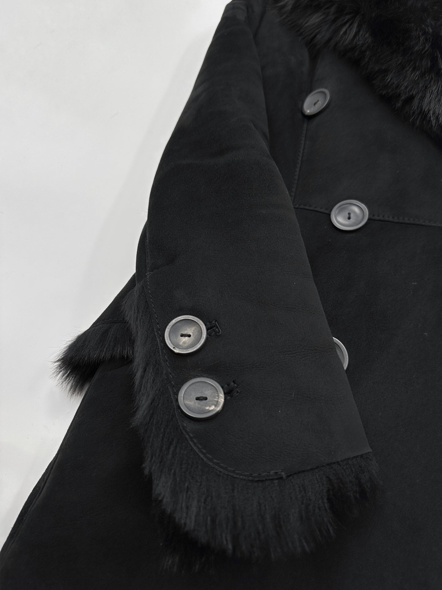 Gucci Fall 1996 Tom Ford Kate Moss Double-Breasted Long Shearling Coat 40