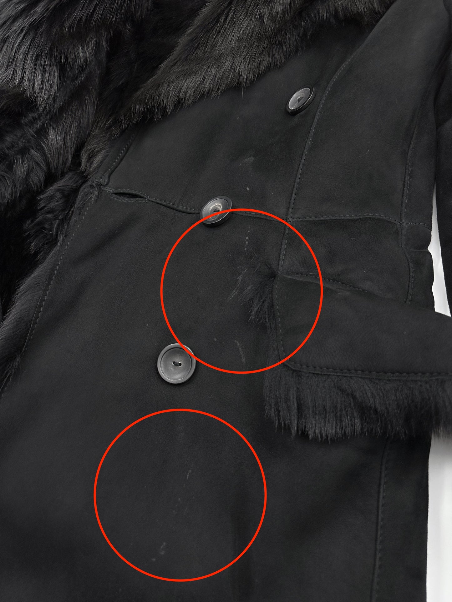 Gucci Fall 1996 Tom Ford Kate Moss Double-Breasted Long Shearling Coat 40