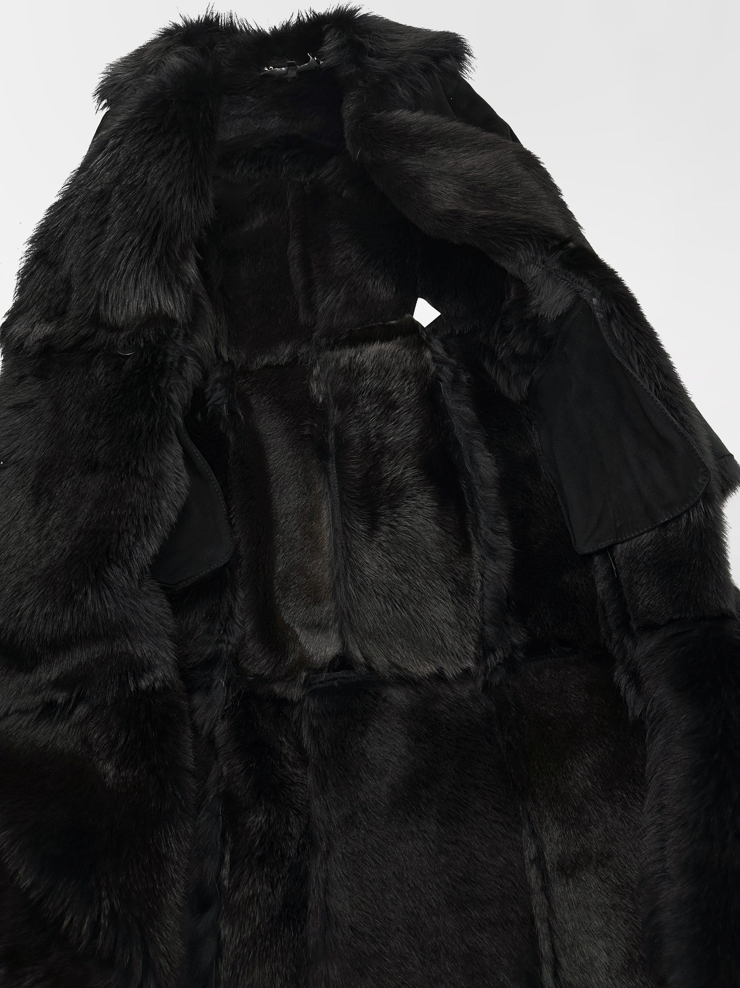 Gucci Fall 1996 Tom Ford Kate Moss Double-Breasted Long Shearling Coat 40