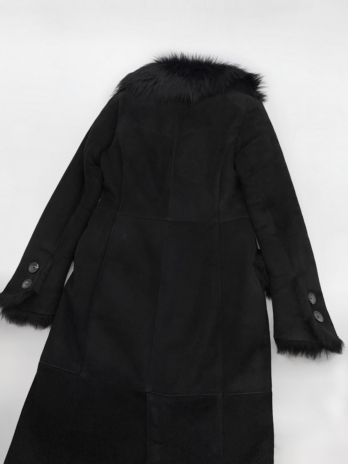 Gucci Fall 1996 Tom Ford Kate Moss Double-Breasted Long Shearling Coat 40