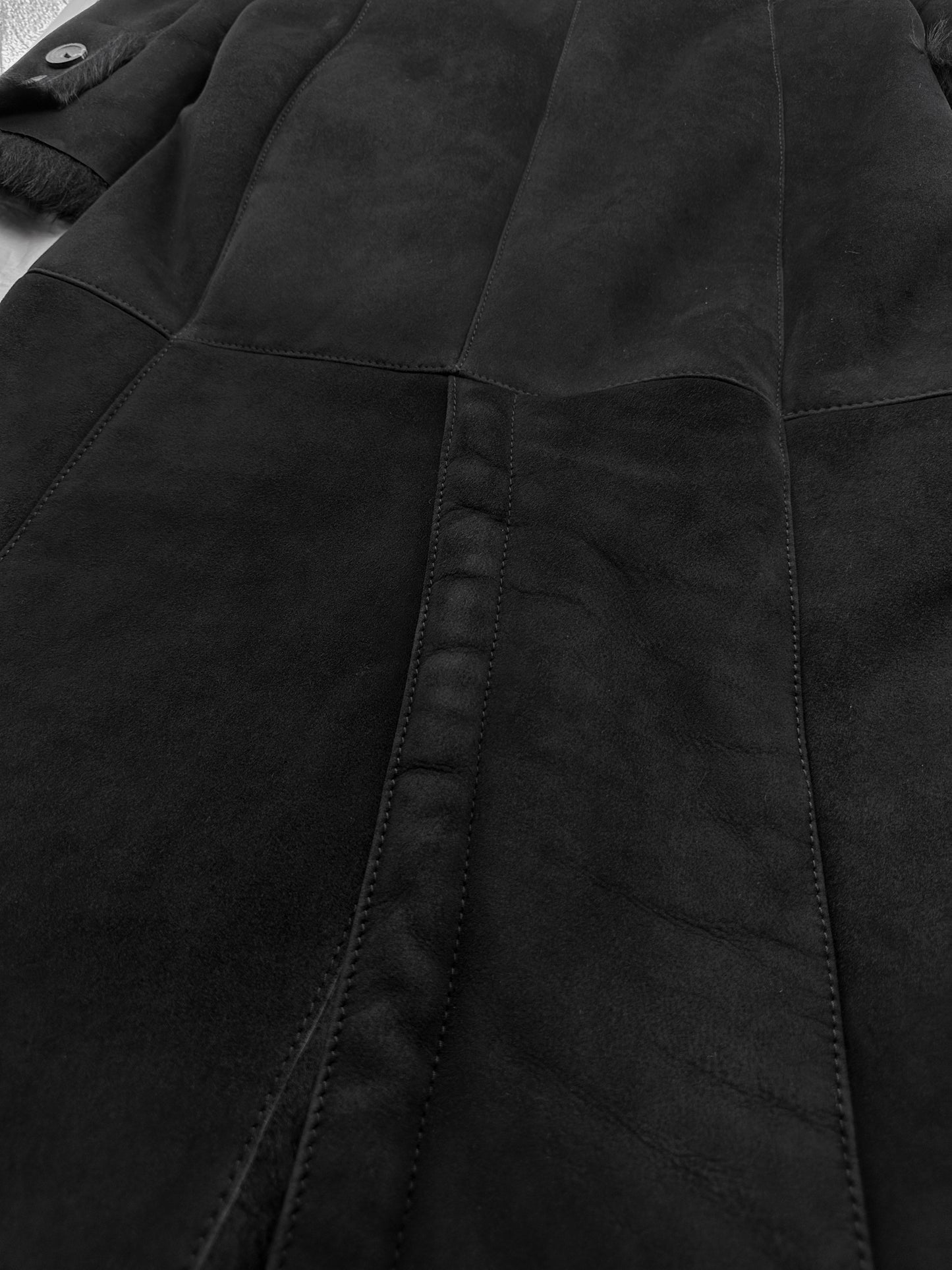 Gucci Fall 1996 Tom Ford Kate Moss Double-Breasted Long Shearling Coat 40