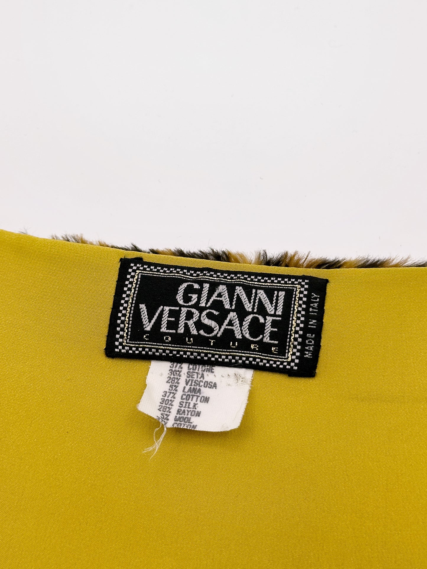 Gianni Versace Fall 1994 Faux Leopard Fur Mini Dress 38