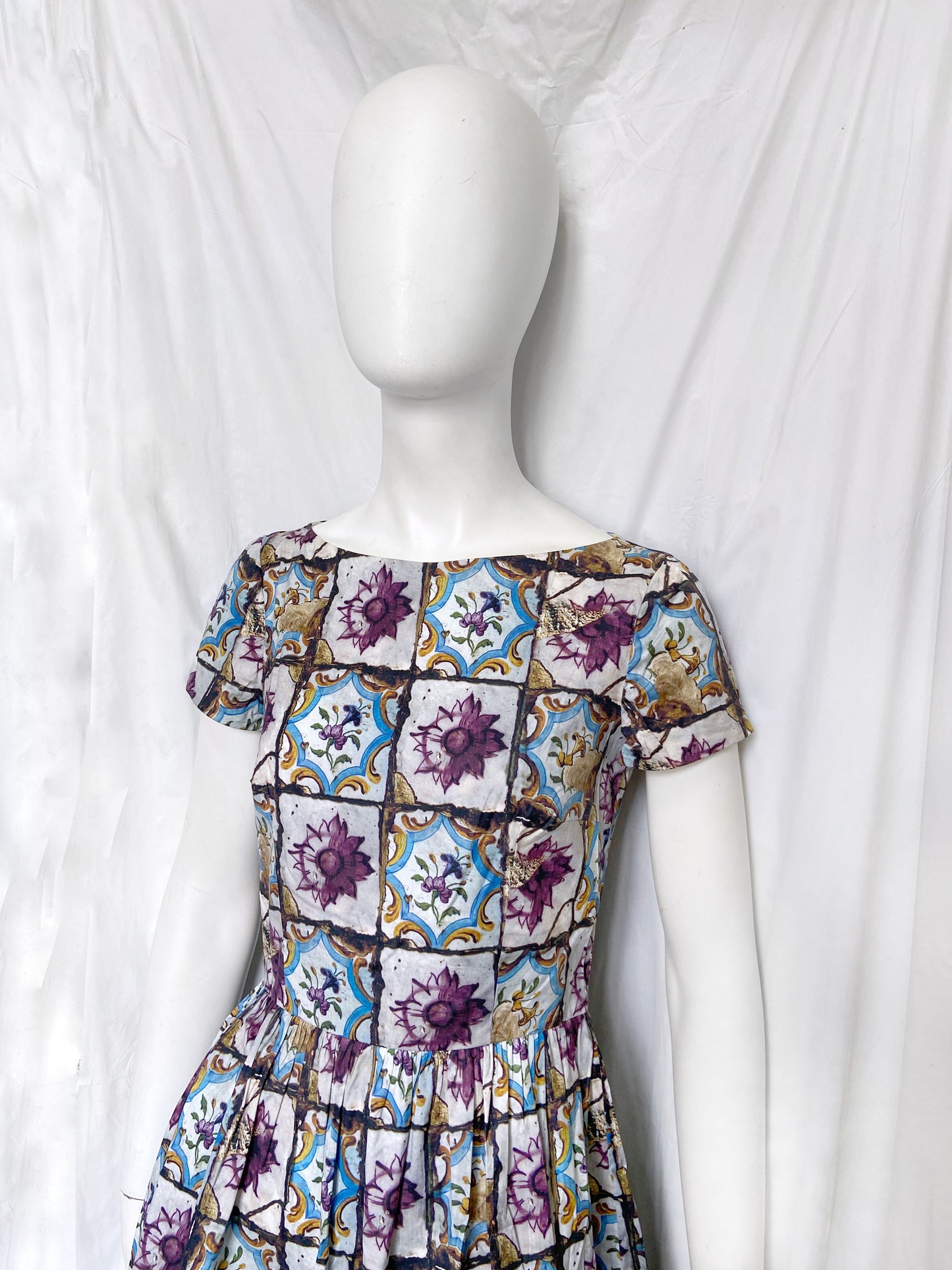 Prada Spring 2011 Floral Ceramic Plate Cinched Dress